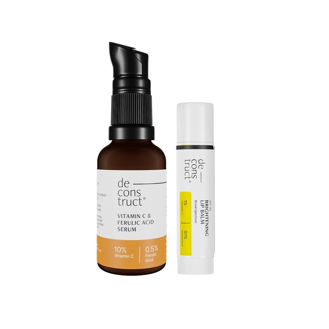 Deconstruct Radiant Lips & Skin Set: Spf Lip Balm (4G) & Non-Irritating Vitamin C Face Serum (30Ml)|For Dark Pigmented Dry Flaky Lips, Brightens Pigmented Lips|Pack Of 2 Deconstruct Radiant Lips & Skin Set: Spf Lip Balm (4G) & Non-Irritating Vitamin C Face Serum (30Ml)|For Dark Pigmented Dry Flaky Lips, Brightens Pigmented Lips|Pack Of 2