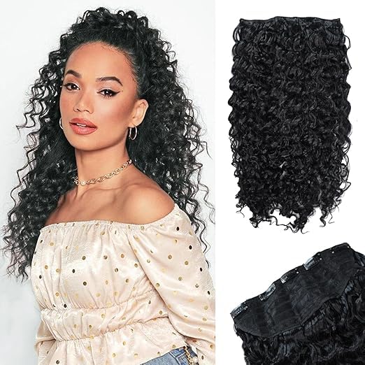 Pelo Curly/Wavy Hair Extension | Synthetic Hair Extension Wig for Women and Girls Black Pack of 1 Pelo Curly/Wavy Hair Extension | Synthetic Hair Extension Wig for Women and Girls Black Pack of 1