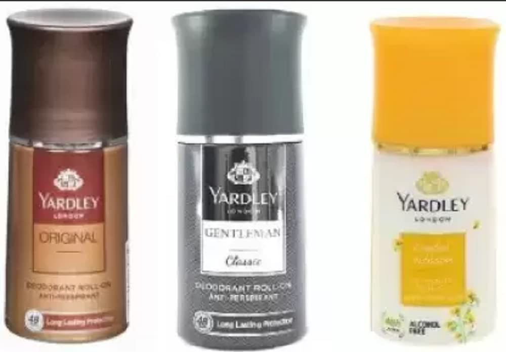 Yardley London original,Gentelman classic,English blossom Deodorant Roll-on Deodorant Roll-on – For Men & Women (150 ml, Pack of 3) Yardley London original,Gentelman classic,English blossom Deodorant Roll-on Deodorant Roll-on – For Men & Women (150 ml, Pack of 3)