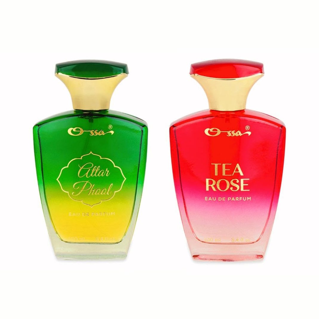 Ossa Attar Phool Eau De Parfum 100ml And Tea Rose Eau De Parfum 100ml With Premium Ingredients | Long Lasting fragrance Perfume Combo for Men & Women (Pack of 2) Ossa Attar Phool Eau De Parfum 100ml And Tea Rose Eau De Parfum 100ml With Premium Ingredients | Long Lasting fragrance Perfume Combo for Men & Women (Pack of 2)