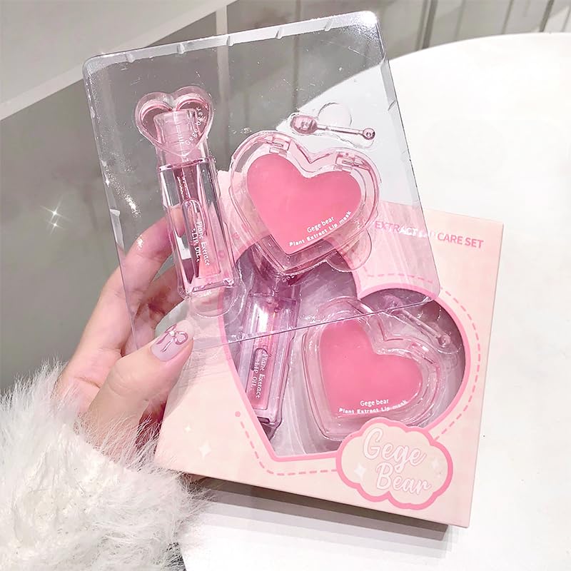 Gege Bear Plant Extract Lip Oil & Mask Duo – 24H Hydration & Shine | Natural Lip Care for Dry, Chapped Lips | Lightweight, Non-Greasy Formula | Rosa Canina Fruit Oil for Fuller, Smoother Lips for Women Gege Bear Plant Extract Lip Oil & Mask Duo – 24H Hydration & Shine | Natural Lip Care for Dry, Chapped Lips | Lightweight, Non-Greasy Formula | Rosa Canina Fruit Oil for Fuller, Smoother Lips for Women
