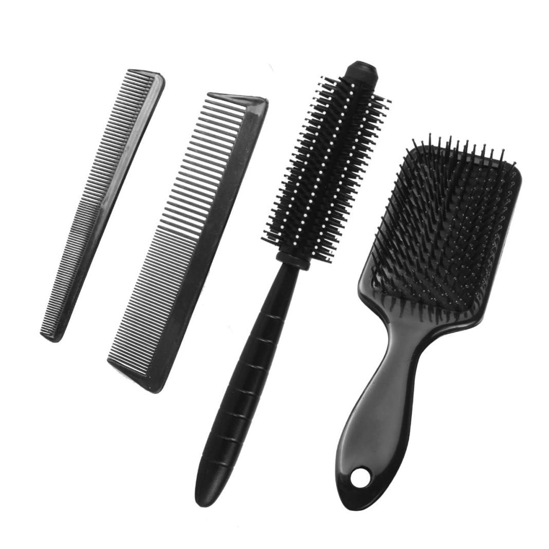 GITGRNTH 4-Piece Black Hair Brush and Comb Set – Detangling Paddle Brush, Round Brush, Fine & Wide Tooth Combs – Styling Kit for All Hair Types, Women, Men & Kids (4 Comb Set) GITGRNTH 4-Piece Black Hair Brush and Comb Set – Detangling Paddle Brush, Round Brush, Fine & Wide Tooth Combs – Styling Kit for All Hair Types, Women, Men & Kids (4 Comb Set)