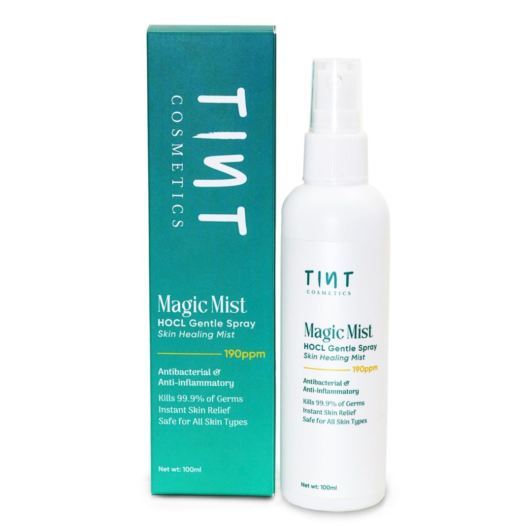 Tint Cosmetics Magic Mist HOCL Gentle Spray | Reduces Redness, Acne, Eczema & Soothes Irritation with Hypochlorous Acid | Soothing & Healing Toner for Face & Body | For All Skin type | Anti-Bacterial & Anti-Inflammatory | Alcohol Free & Fragrance Free Toner | 100ml Tint Cosmetics Magic Mist HOCL Gentle Spray | Reduces Redness, Acne, Eczema & Soothes Irritation with Hypochlorous Acid | Soothing & Healing Toner for Face & Body | For All Skin type | Anti-Bacterial & Anti-Inflammatory | Alcohol Free & Fragrance Free Toner | 100ml