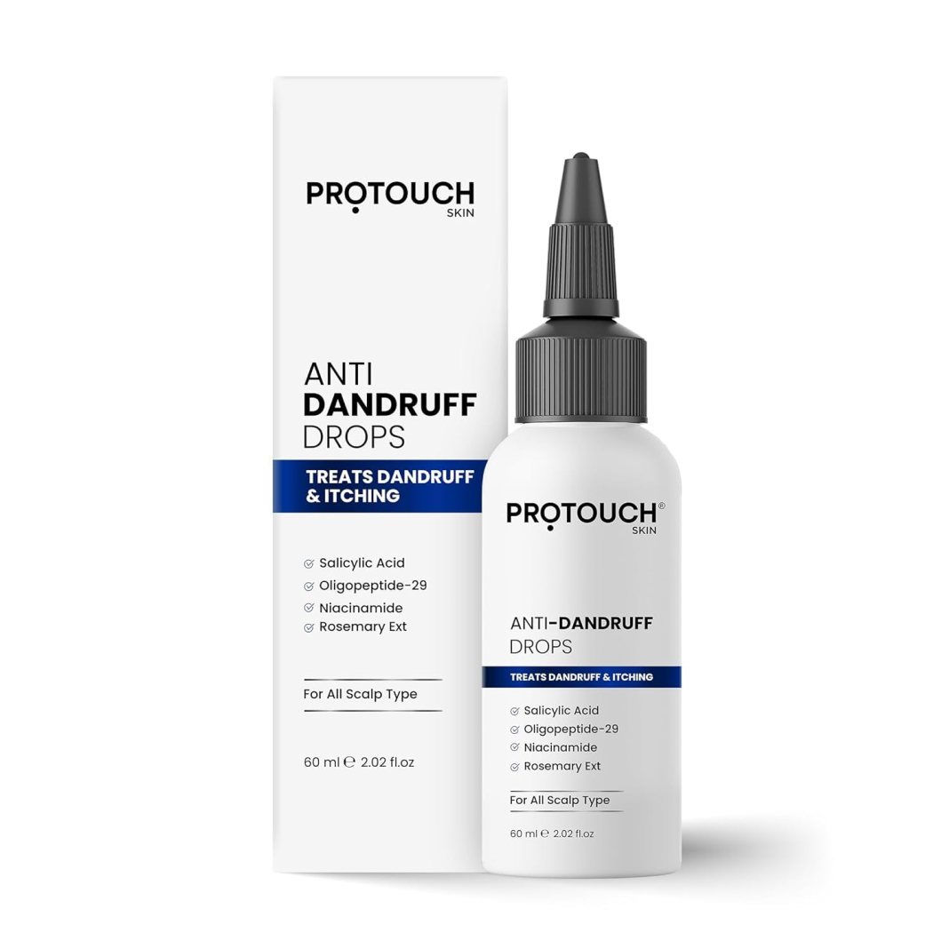 PROTOUCH Anti Dandruff Drops (Serum) – Niacinamide, 0.5% Salicylic Acid, Oligopeptide, Rosemary Ext | Soothes Itchy, Inflamed Scalp | Nourished Hair | For All Scalp Types – 60 ML PROTOUCH Anti Dandruff Drops (Serum) – Niacinamide, 0.5% Salicylic Acid, Oligopeptide, Rosemary Ext | Soothes Itchy, Inflamed Scalp | Nourished Hair | For All Scalp Types – 60 ML