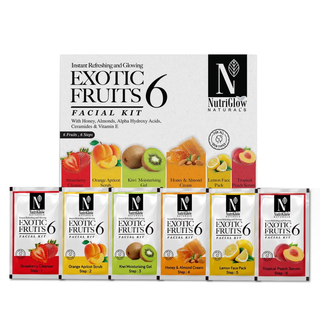 NutriGlow Natural’s Exotic Fruit Facial Kit with Honey, Vitamin E for Radiant Glow, 60g NutriGlow Natural’s Exotic Fruit Facial Kit with Honey, Vitamin E for Radiant Glow, 60g