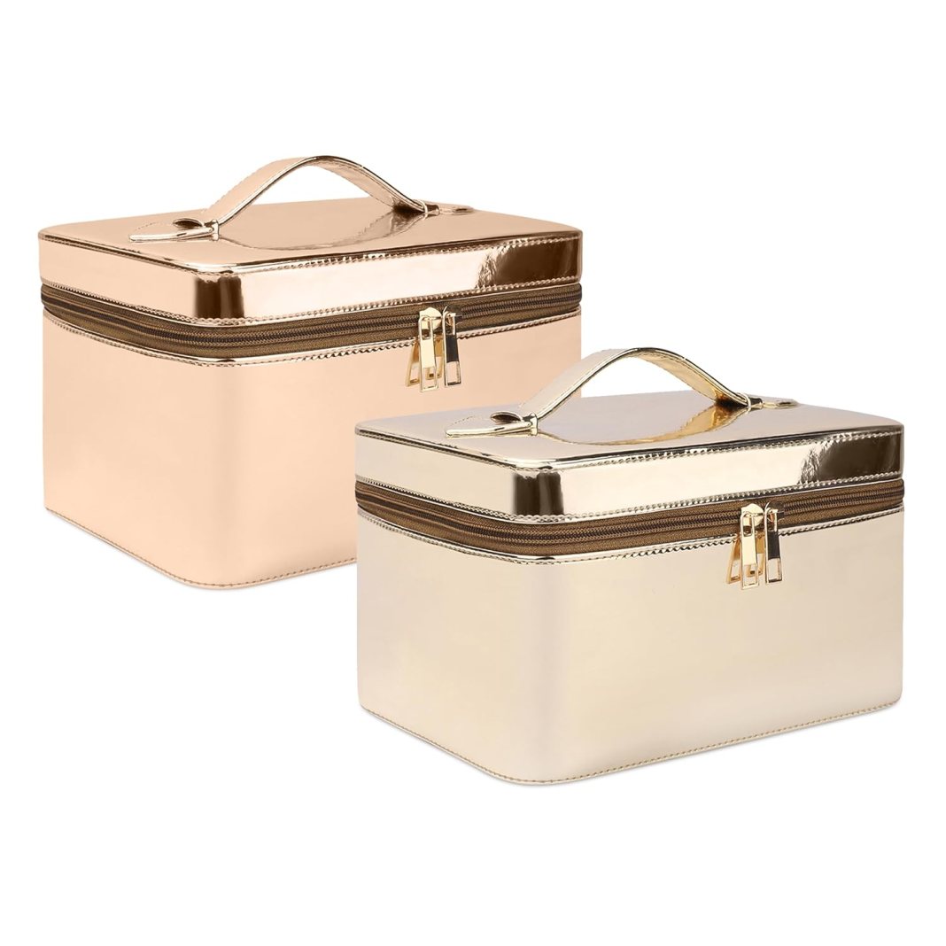 NFI essentials Pack of 2 Makeup Bag Cosmetic Box Jewelry Bridal Box Make up Box Trousseau Box Vanity Beauty Case Organizer for Wedding Makeup Big Box NFI essentials Pack of 2 Makeup Bag Cosmetic Box Jewelry Bridal Box Make up Box Trousseau Box Vanity Beauty Case Organizer for Wedding Makeup Big Box