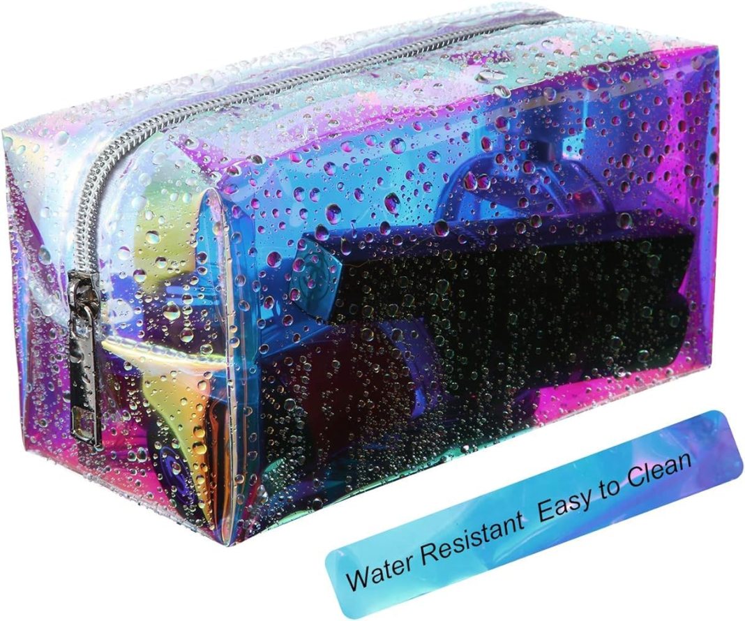 PROUDME PVC Holographic Cosmetic Bags, Makeup Organiser For Travel, Waterproof Organizer Travel Pouch For Women Stylish Pouches For Makeup Accessories Storage, Set Of 2 PROUDME PVC Holographic Cosmetic Bags, Makeup Organiser For Travel, Waterproof Organizer Travel Pouch For Women Stylish Pouches For Makeup Accessories Storage, Set Of 2