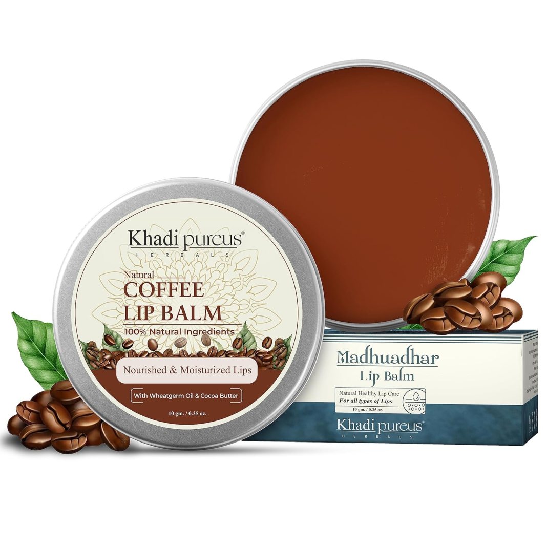 PUREUS Khadi Pureus Herbals Madhuadhar Coffee Lip Balm for Nourished Moisturized Lips,Heals Chapped,Dry Lips|Natural Lip Moisturizer for dark lips to lighten & Reduce Pigmentation|Women & Men (10 gm.) PUREUS Khadi Pureus Herbals Madhuadhar Coffee Lip Balm for Nourished Moisturized Lips,Heals Chapped,Dry Lips|Natural Lip Moisturizer for dark lips to lighten & Reduce Pigmentation|Women & Men (10 gm.)