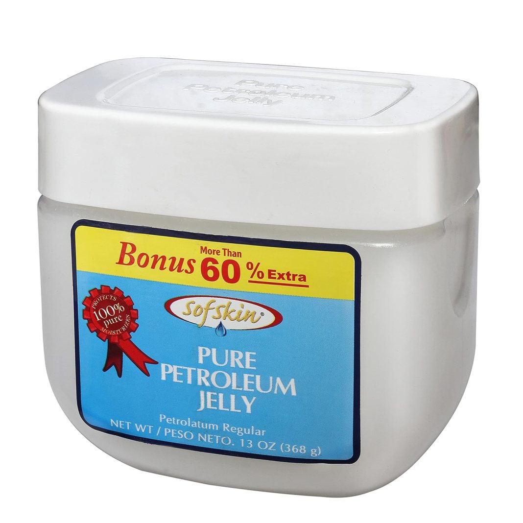 Sofskin (USA Brand) White Petroleum jelly IP – 368 gm, No smell, 100% Pure & Safe, for Psorasis, Cracked Heels, Face & Chapped Lips, Diaper Rash, Dry Skin etc. Sofskin (USA Brand) White Petroleum jelly IP – 368 gm, No smell, 100% Pure & Safe, for Psorasis, Cracked Heels, Face & Chapped Lips, Diaper Rash, Dry Skin etc.