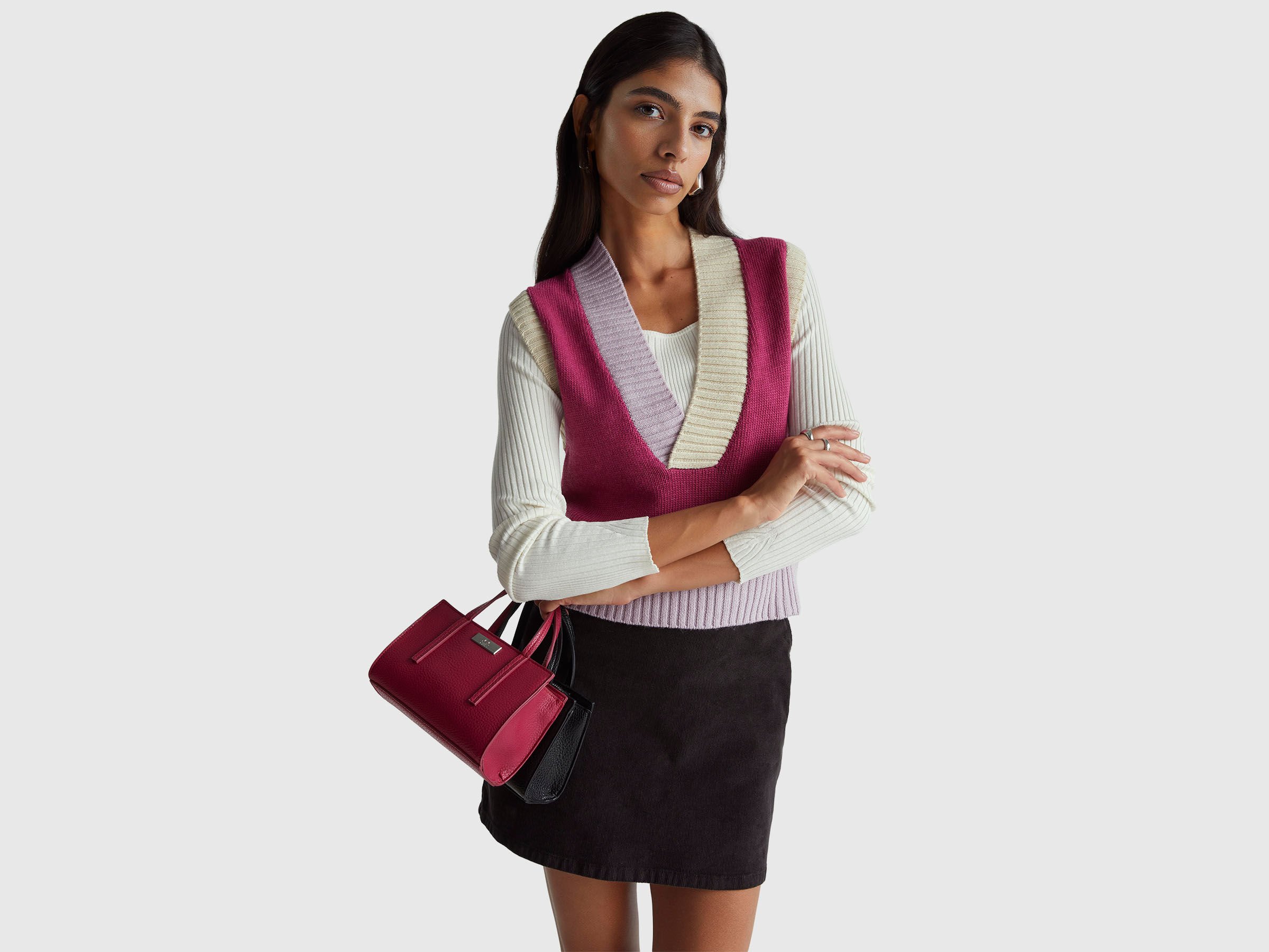 Gilet tricoté à blocs de couleurs Gilet tricoté à blocs de couleurs