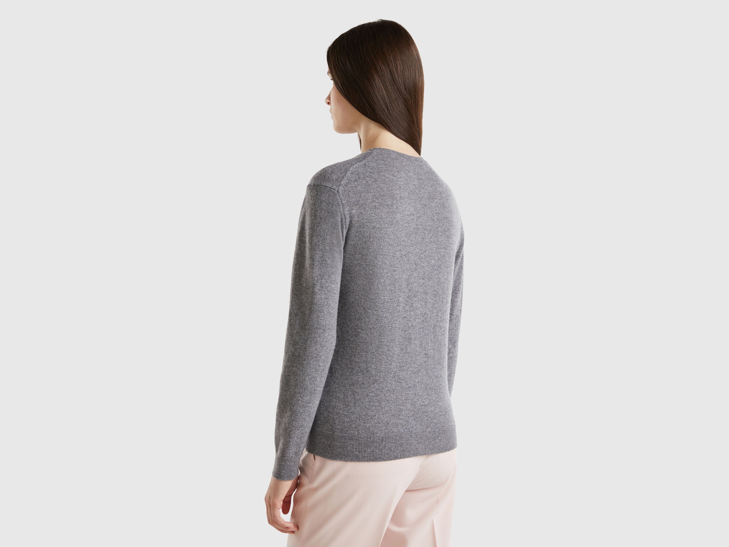 Pull ras du cou gris souris en laine mérinos – Image 2