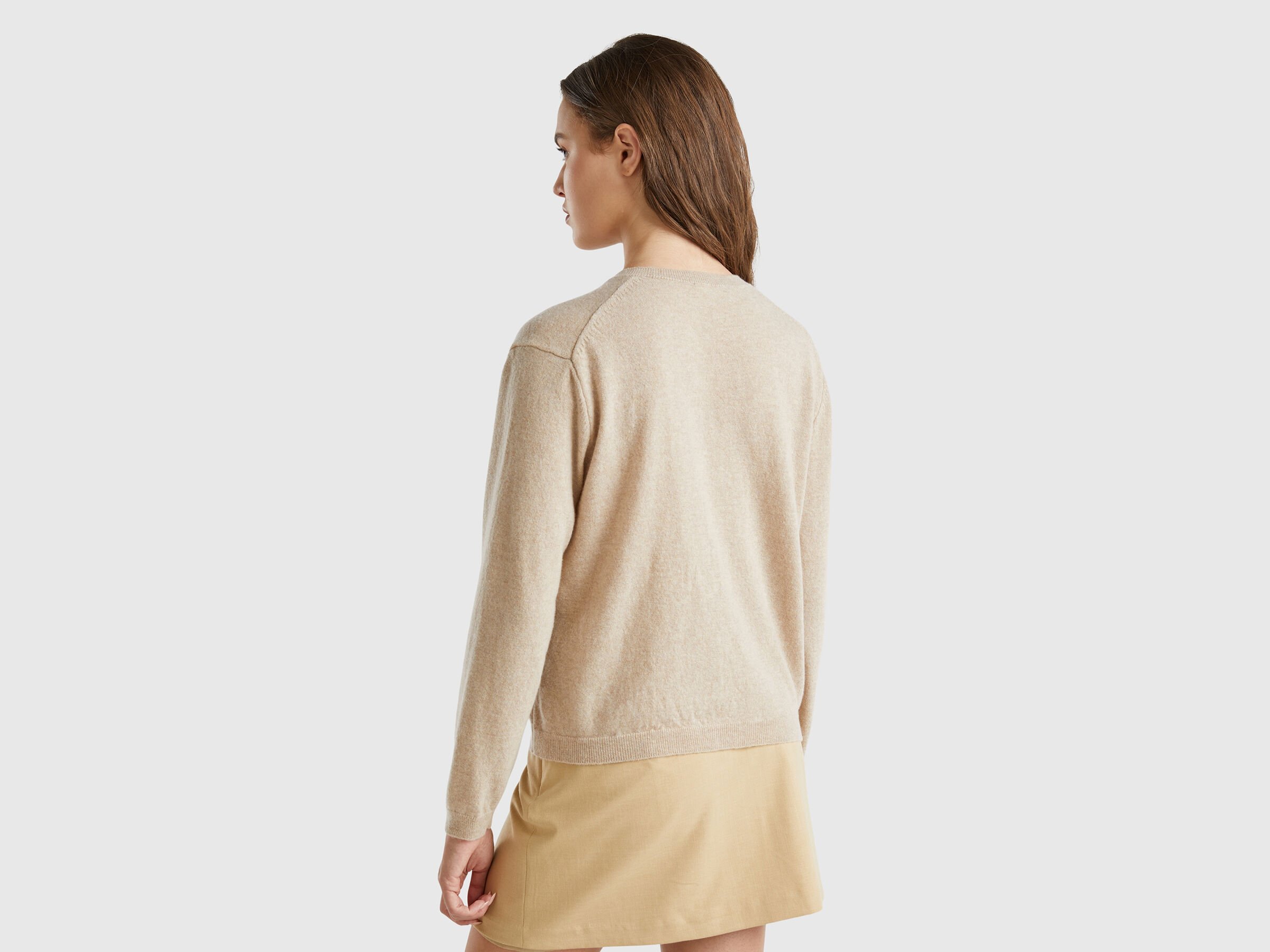 Cardigan beige en pure laine mérinos – Image 2