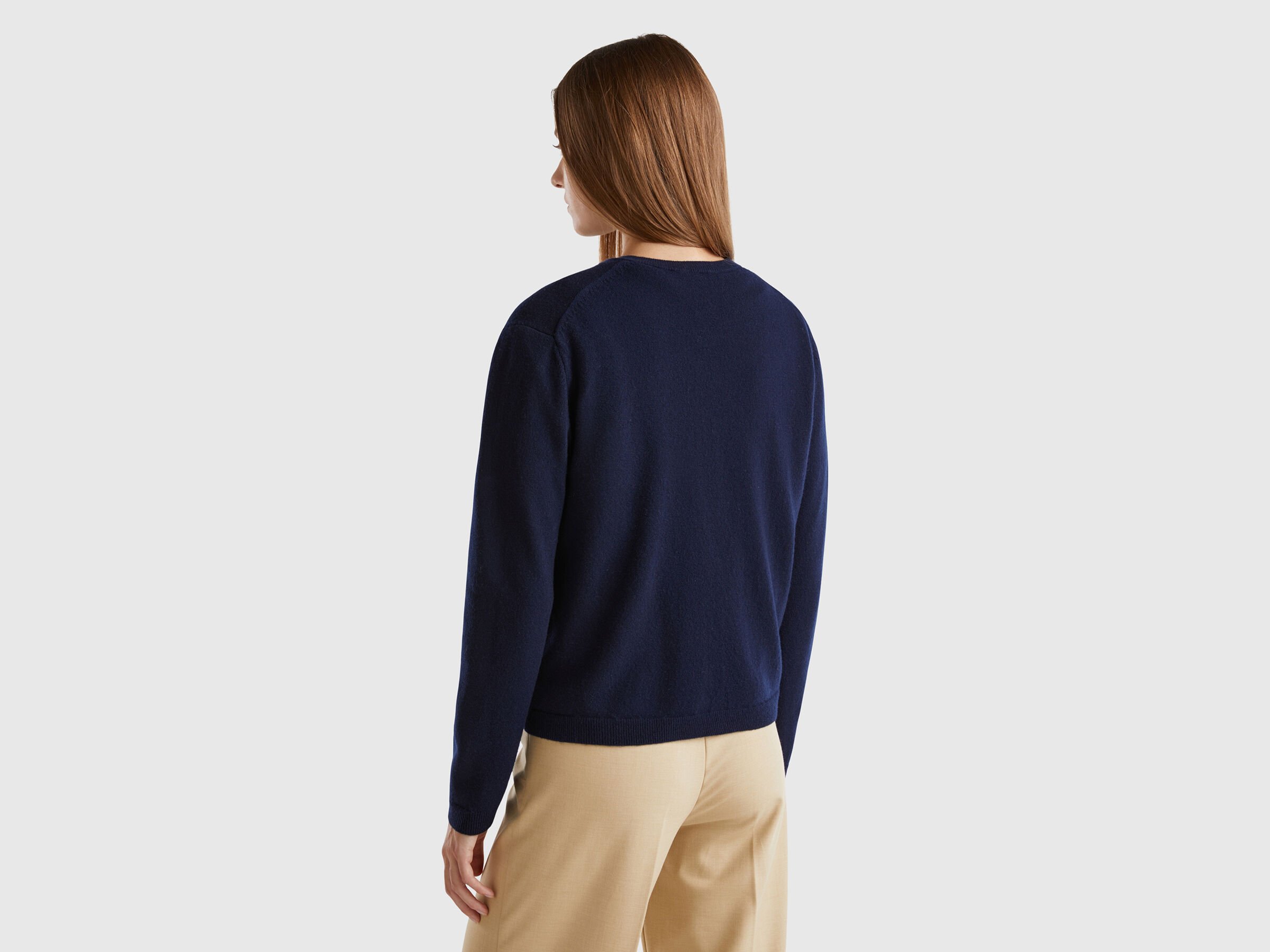 Cardigan bleu foncé en pure laine mérinos – Image 2