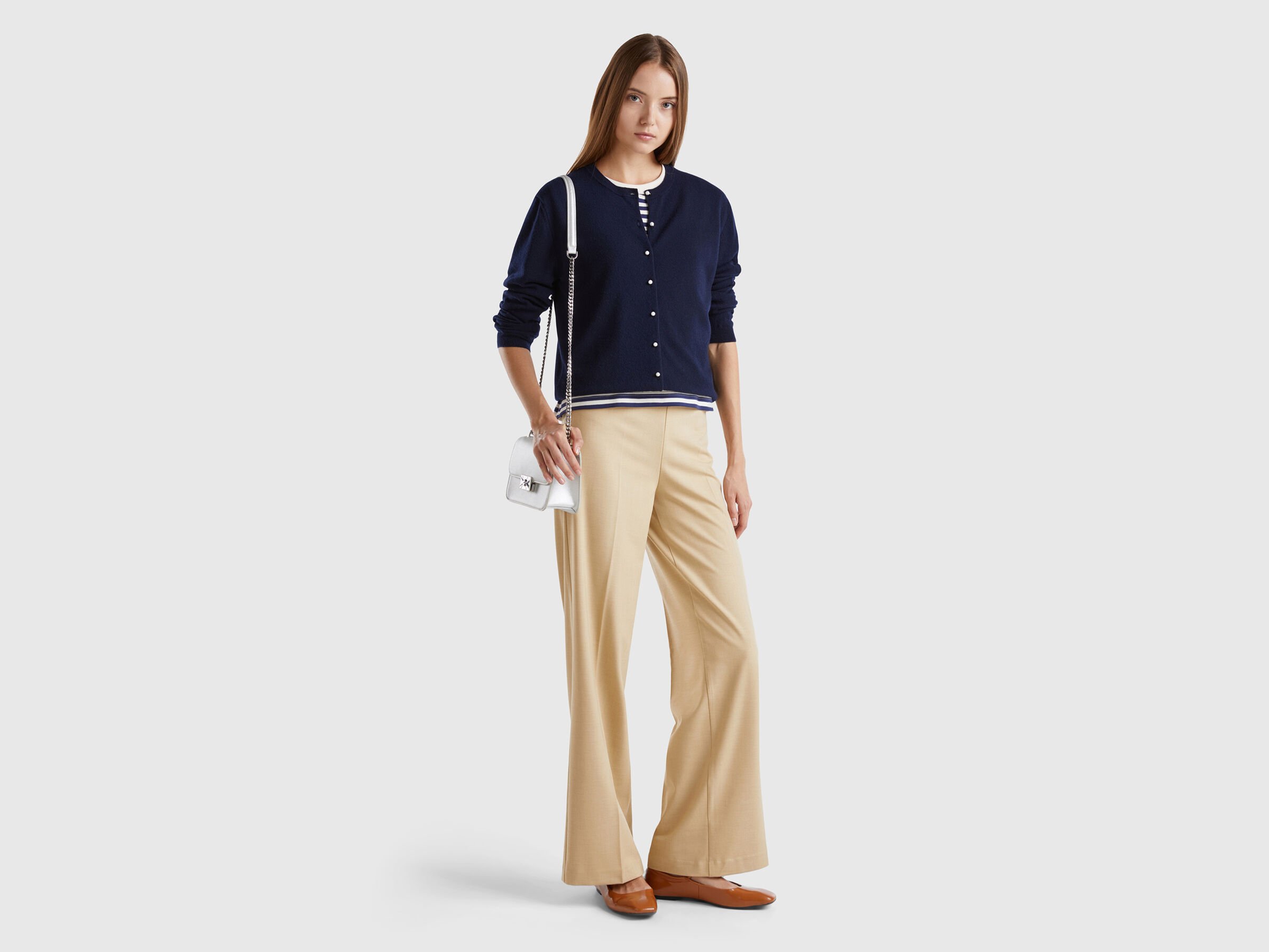 Cardigan bleu foncé en pure laine mérinos – Image 3