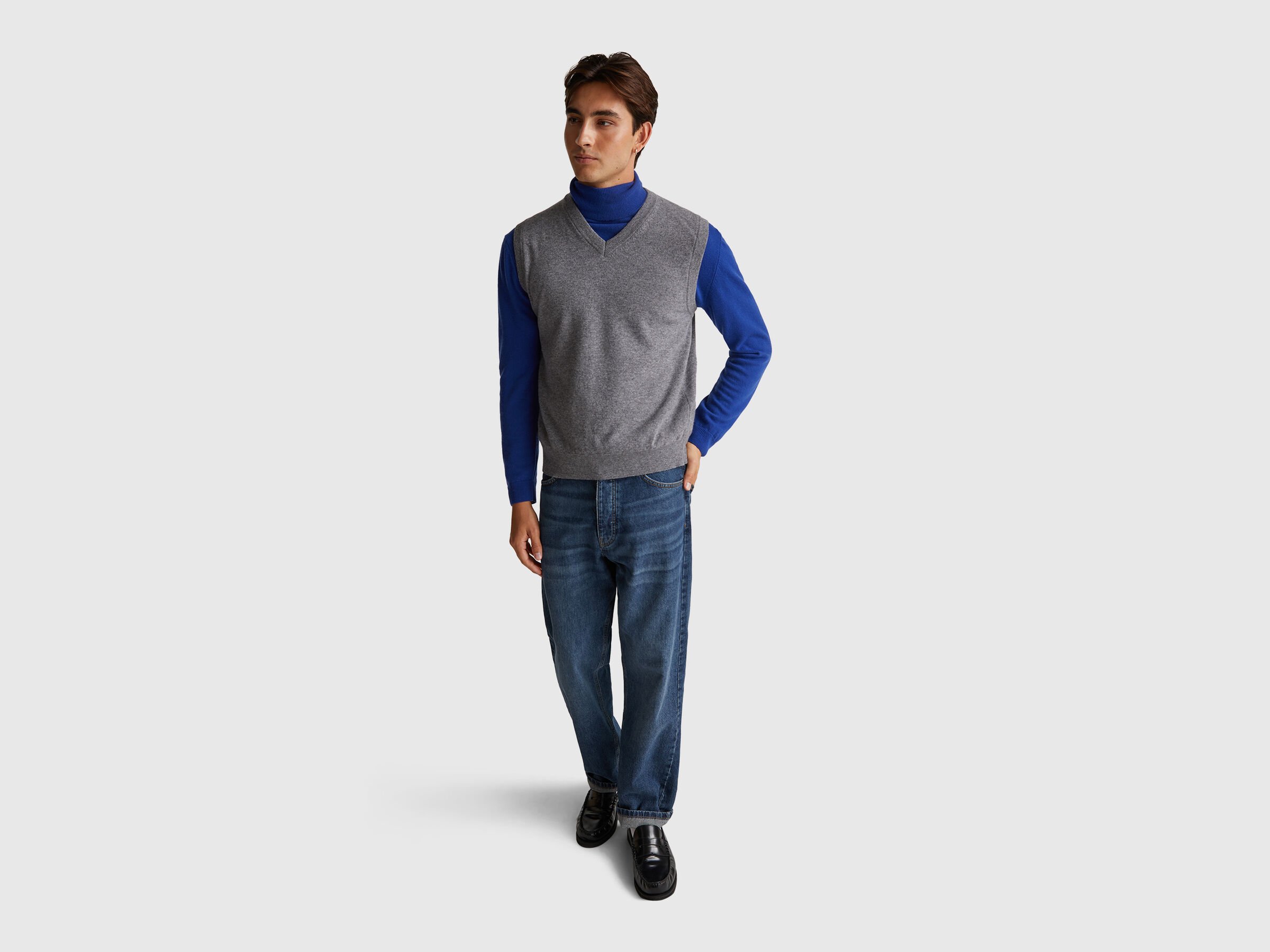 Gilet gris en pure laine mérinos – Image 3