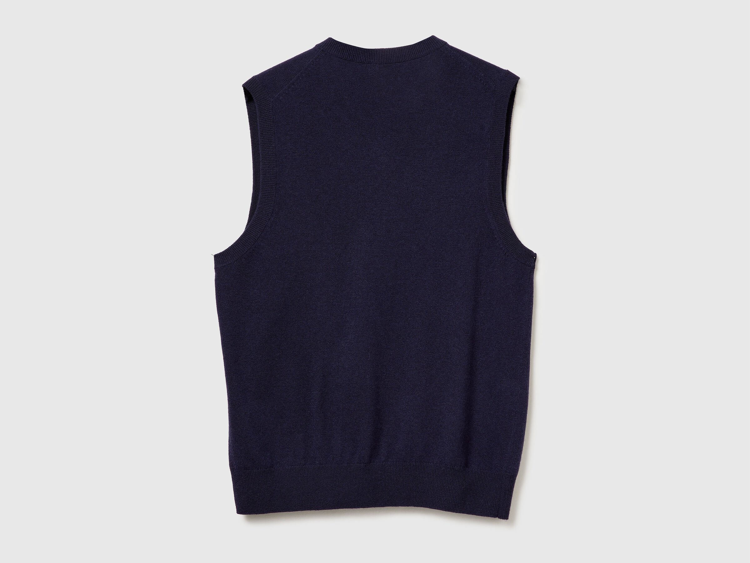 Gilet bleu foncé en pure laine mérinos – Image 5