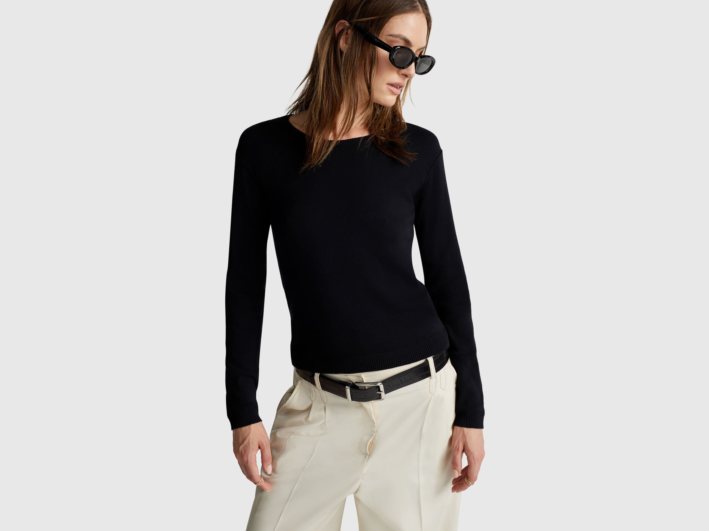 Pull col rond en pur coton Pull col rond en pur coton