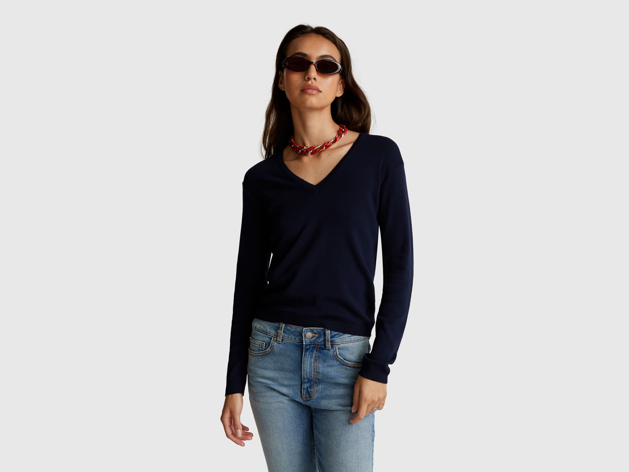 Pull col V en pur coton Pull col V en pur coton