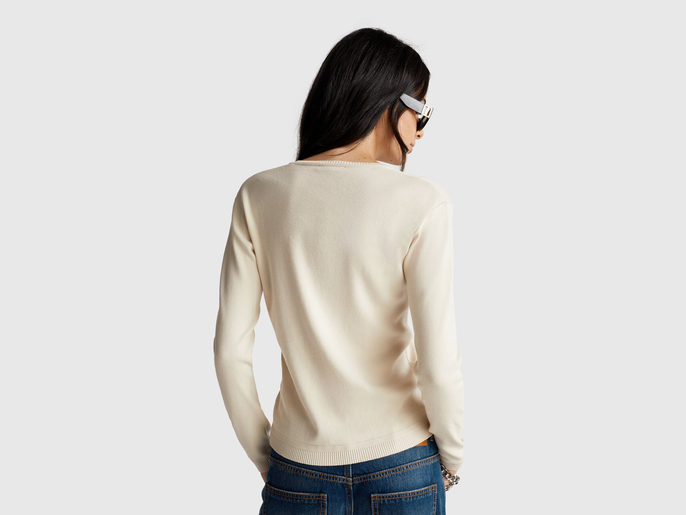 Pull col V en pur coton – Image 2