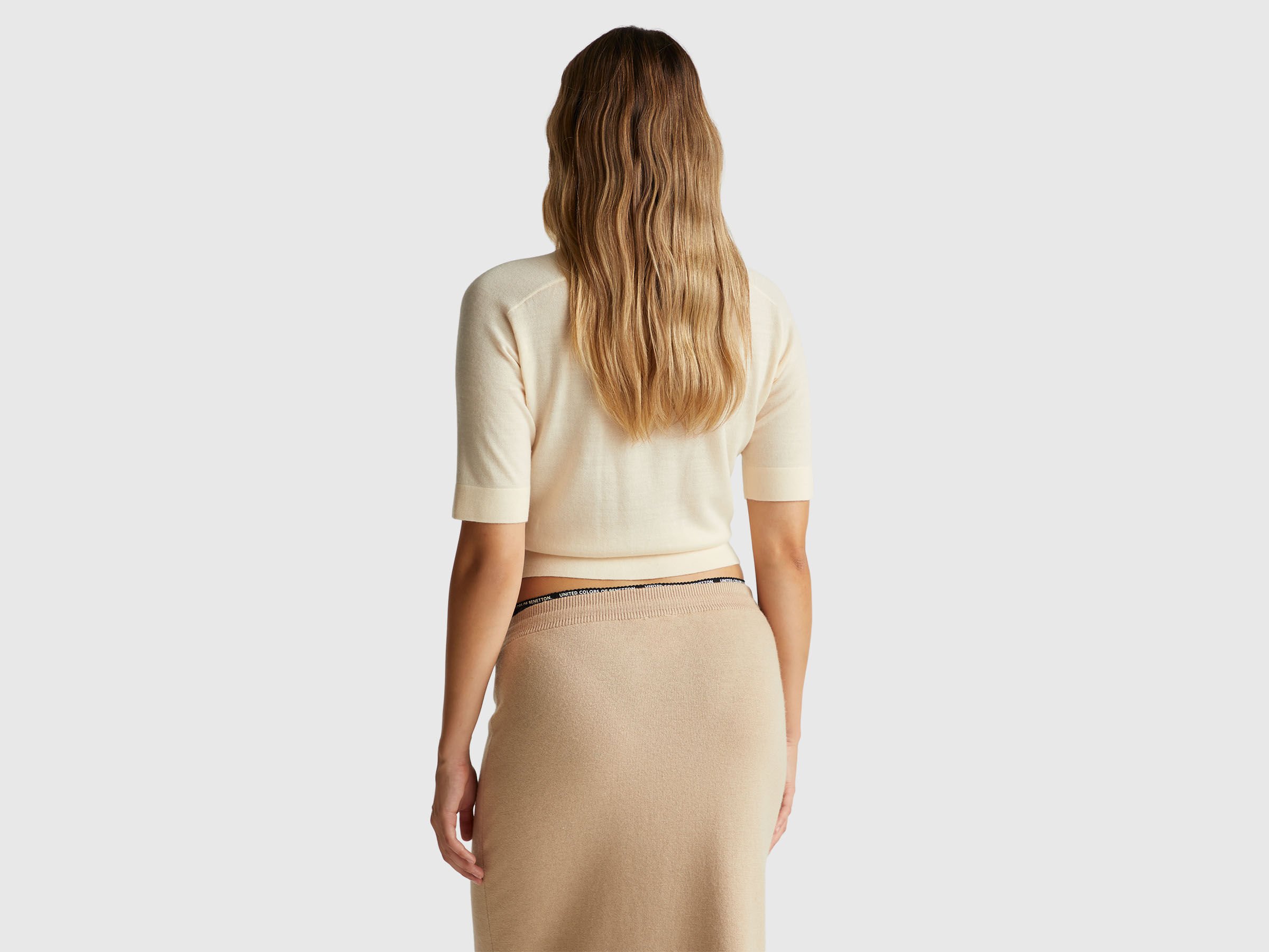 Pull à manches courtes en pure laine mérinos – Image 2