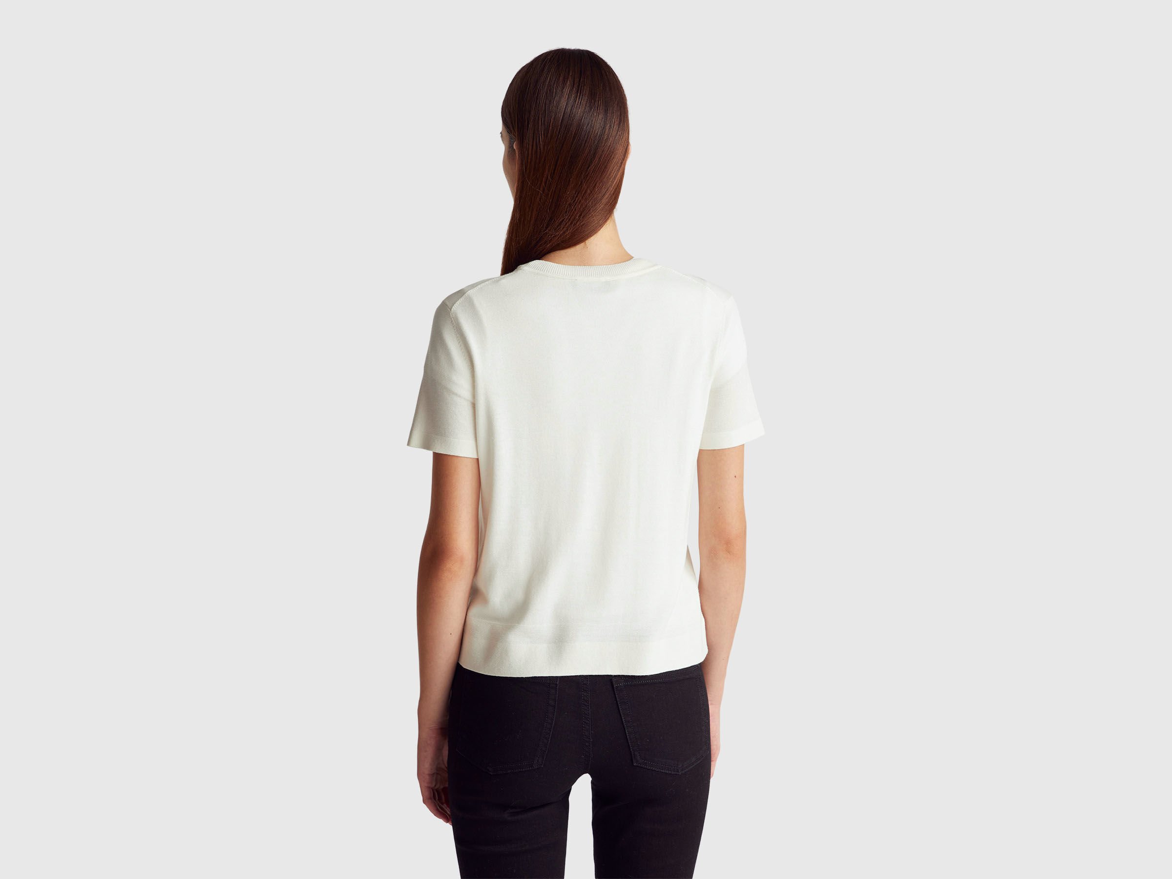 Pull à manches courtes en soie mélangée – Image 2