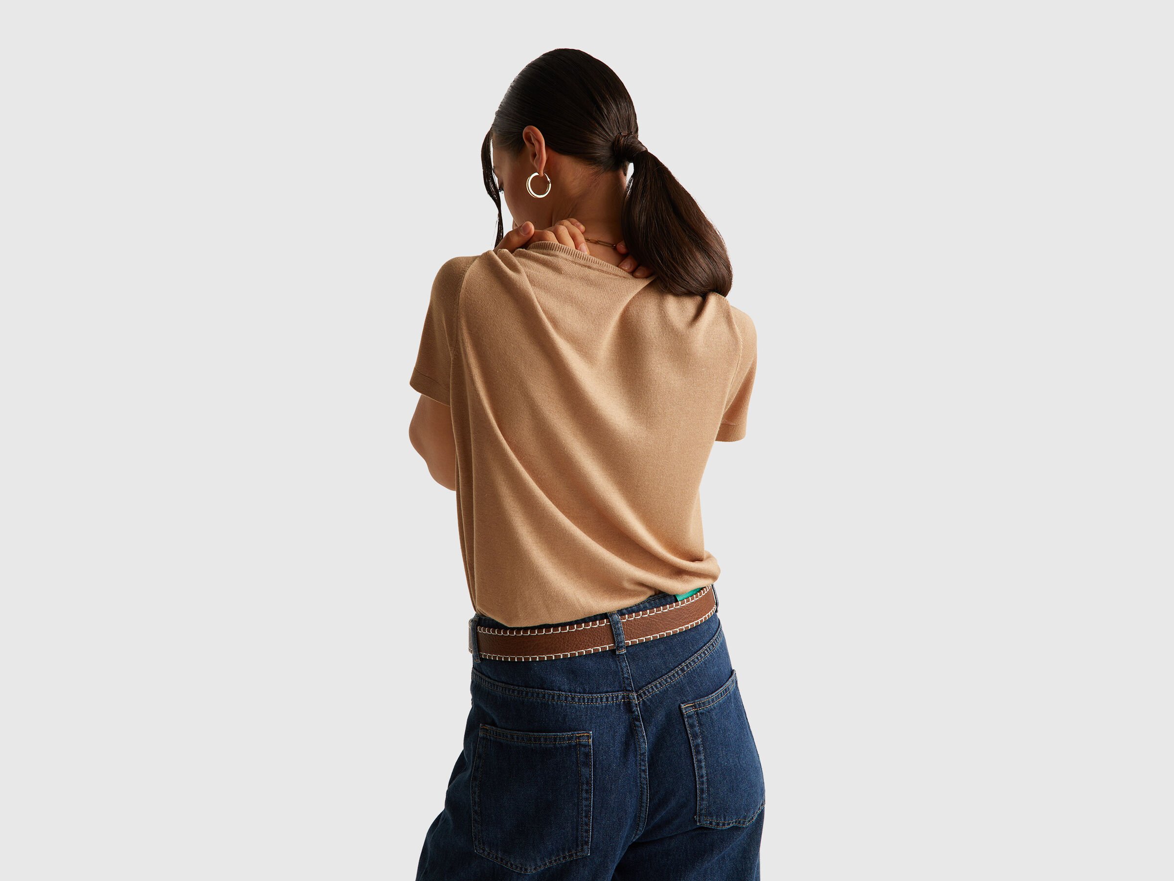 Pull à manches courtes en soie mélangée – Image 2