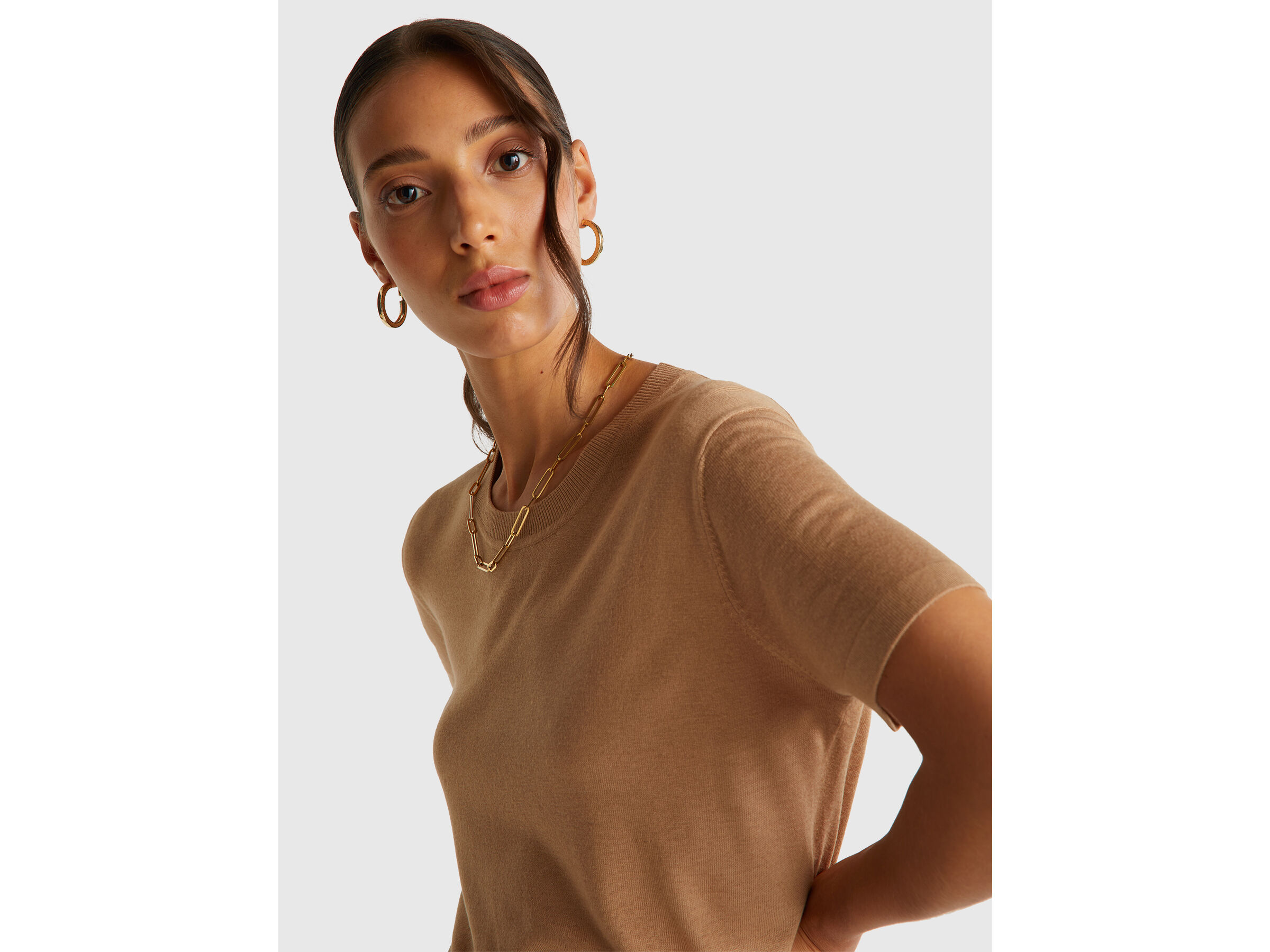 Pull à manches courtes en soie mélangée – Image 4