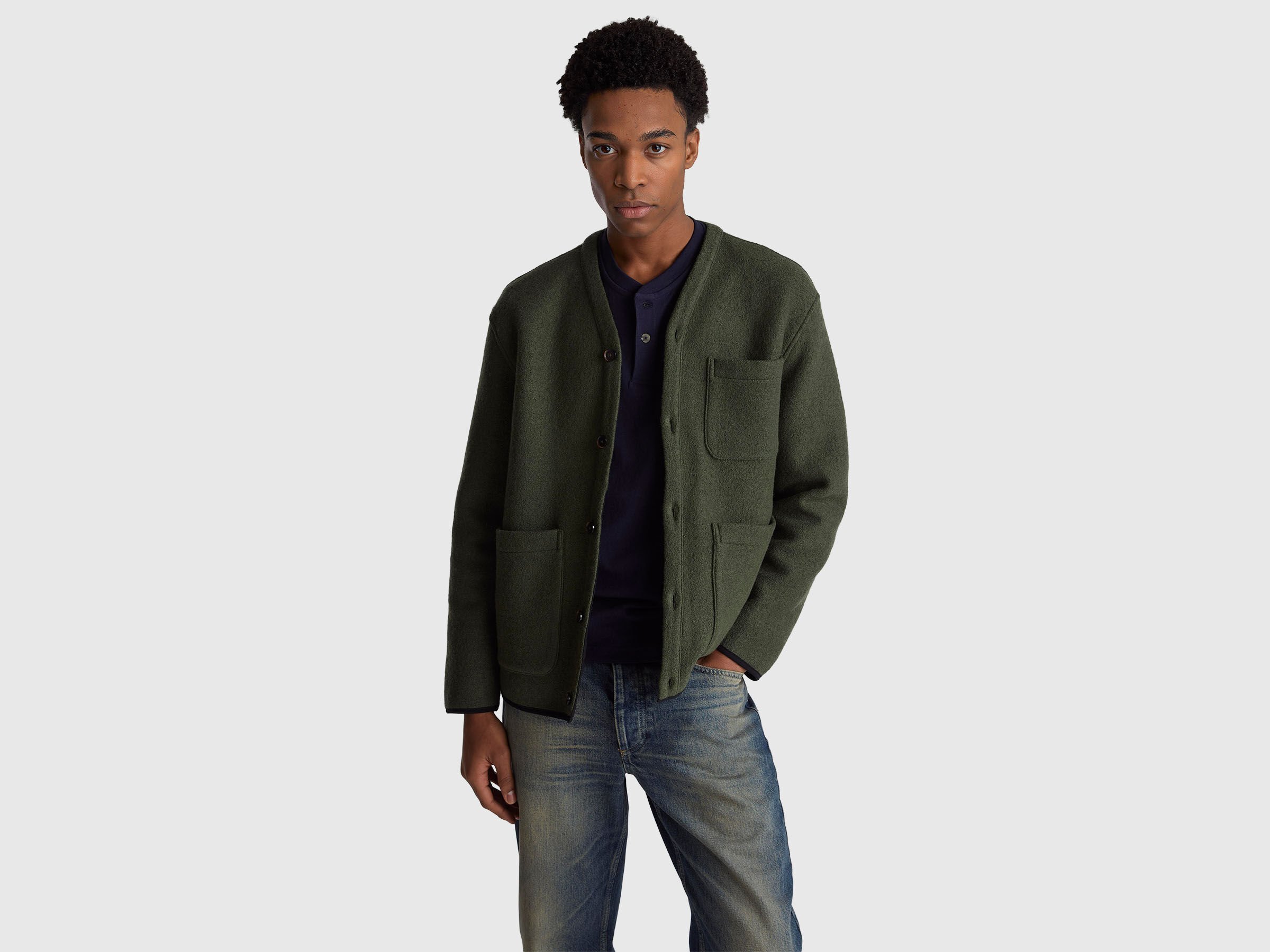 Veste en mélange de laine et de viscose avec poches Veste en mélange de laine et de viscose avec poches