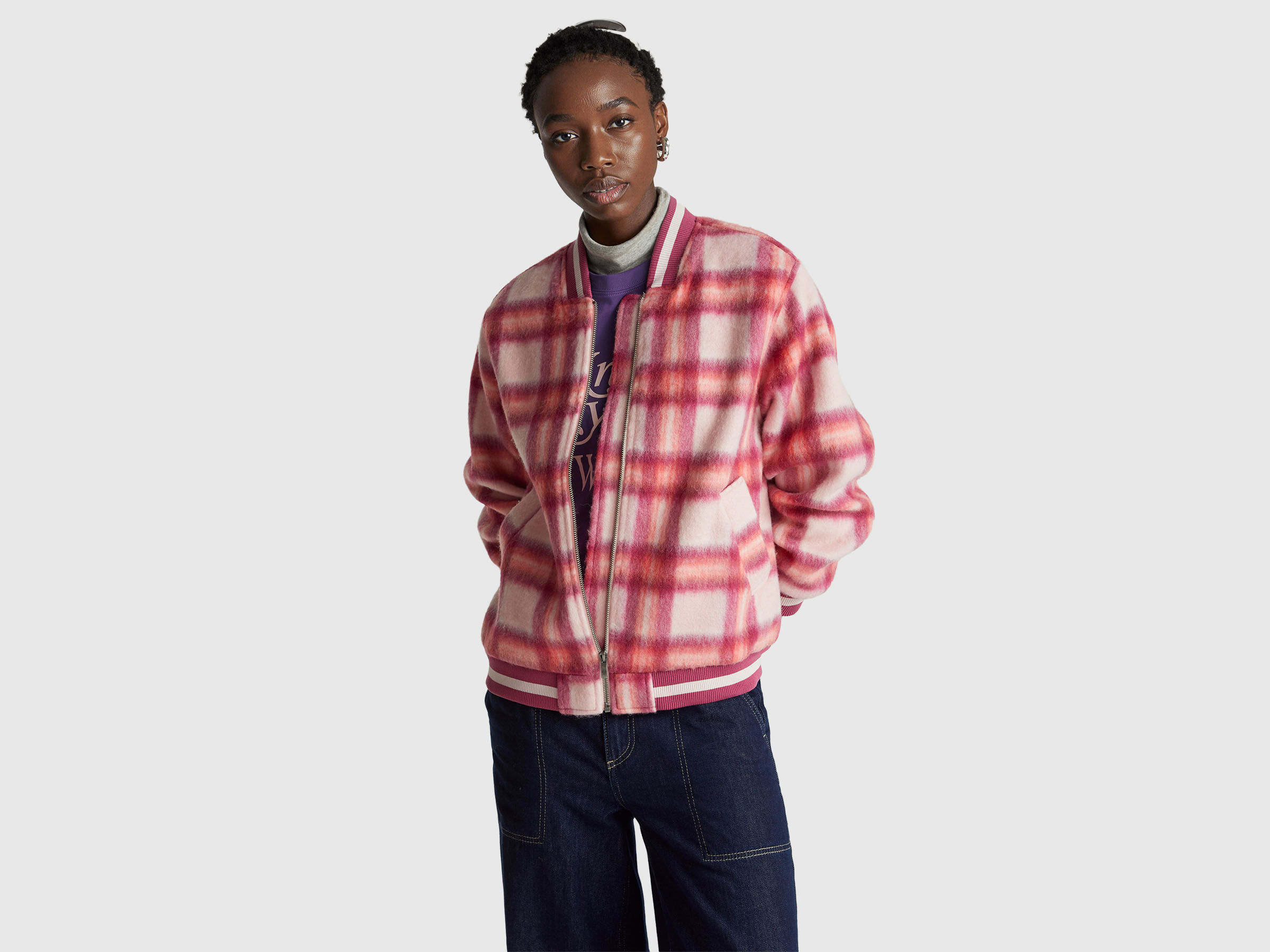 Blouson aviateur à carreaux Blouson aviateur à carreaux