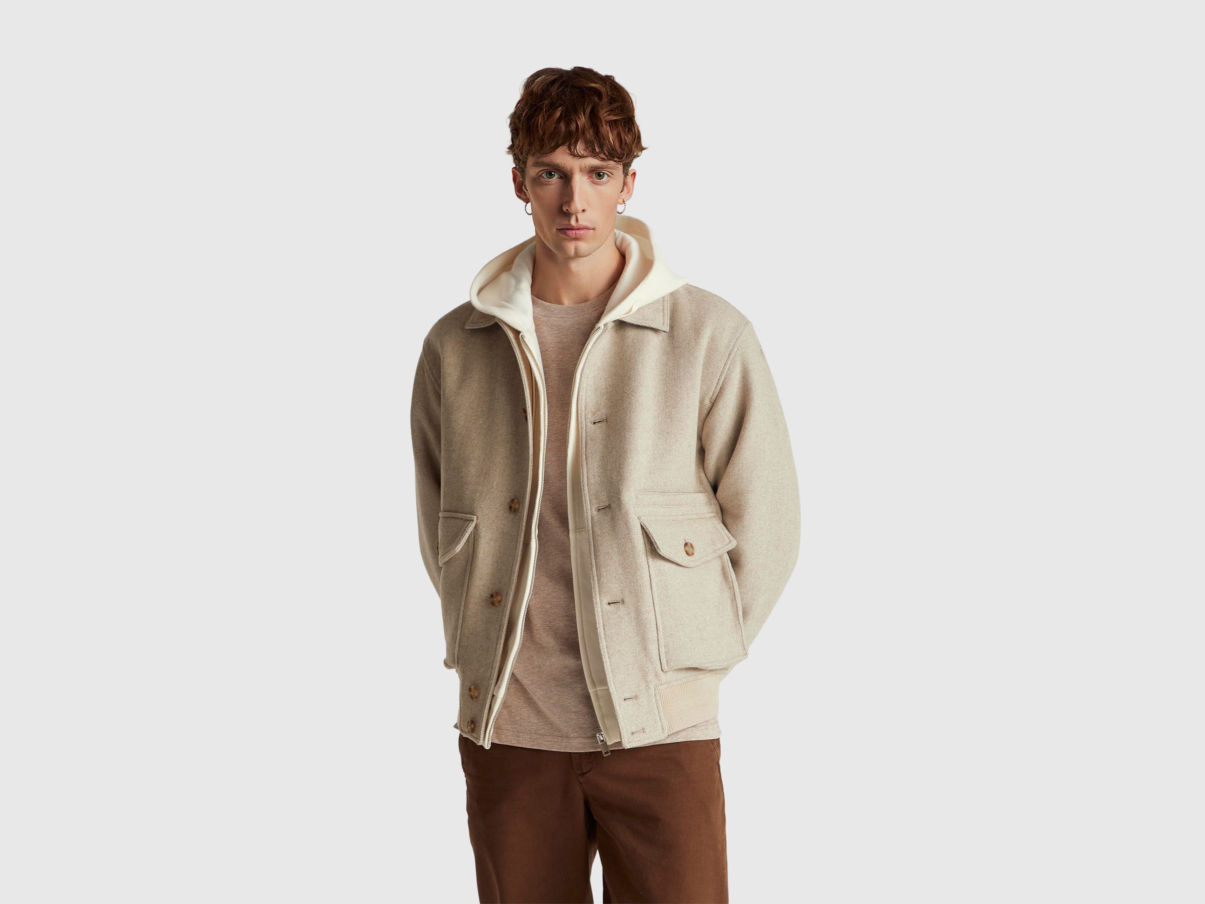 Blouson aviateur en laine mélangée Blouson aviateur en laine mélangée