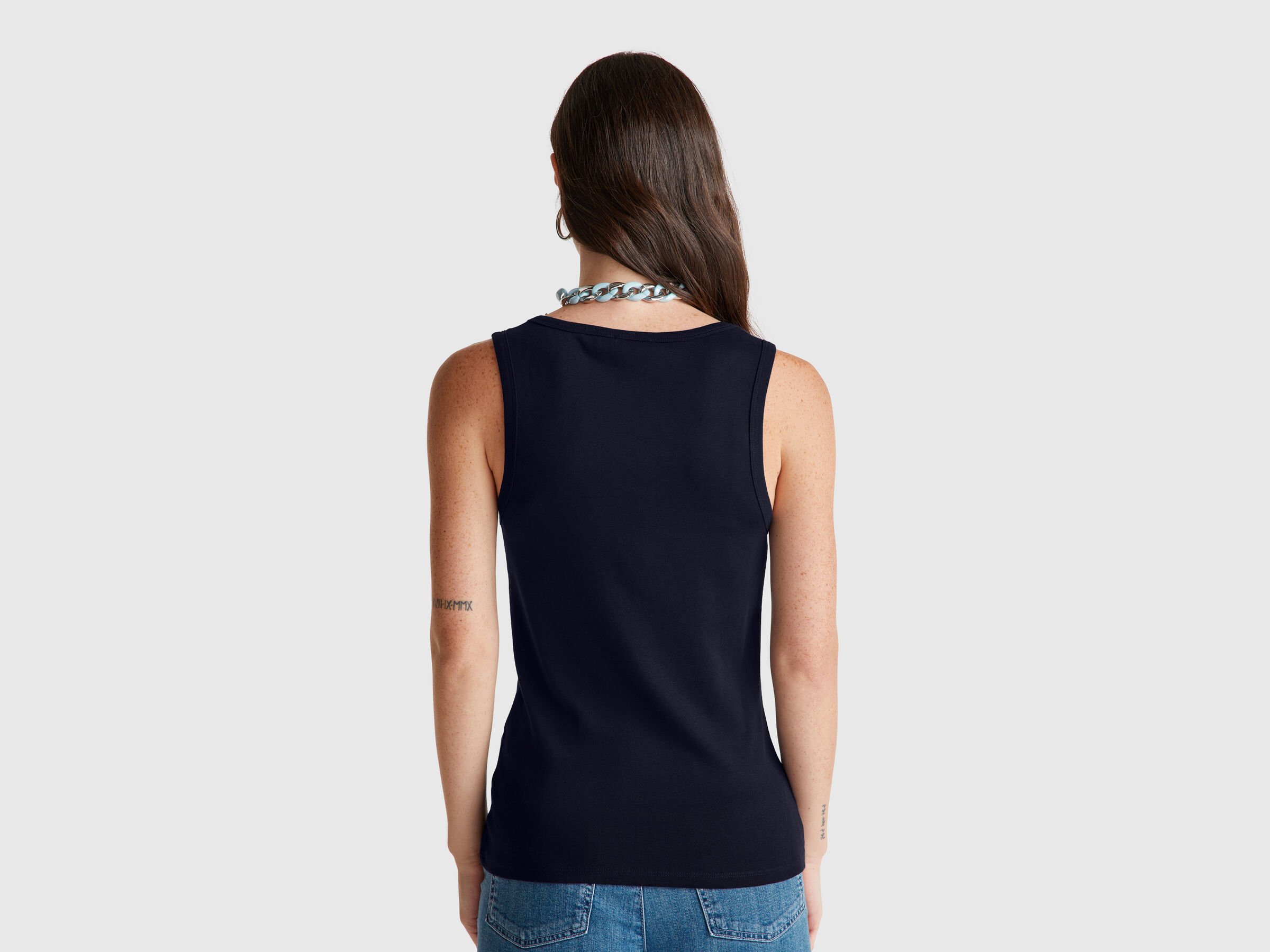 Débardeur bleu foncé en pur coton – Image 2