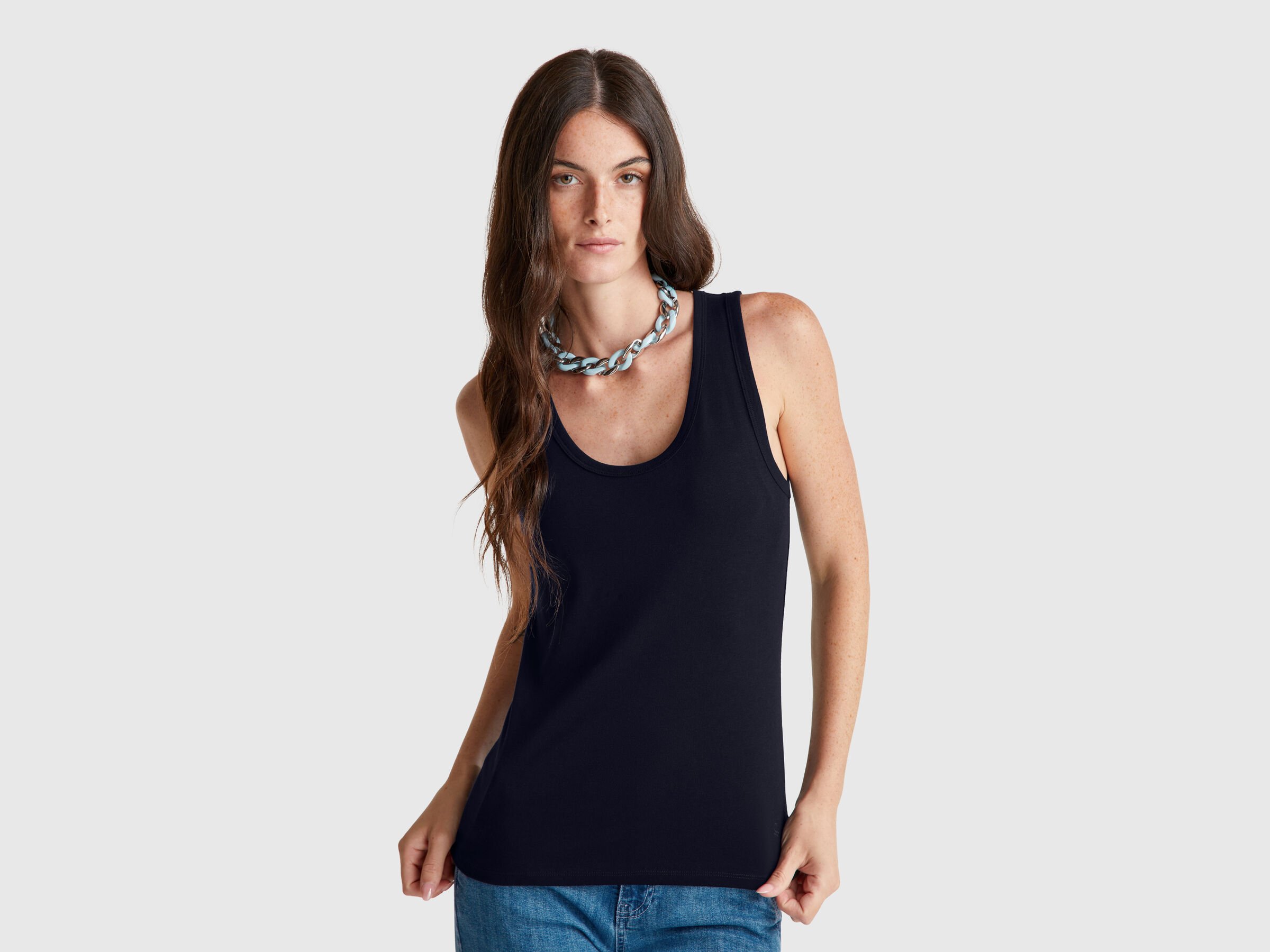 Débardeur bleu foncé en pur coton Débardeur bleu foncé en pur coton