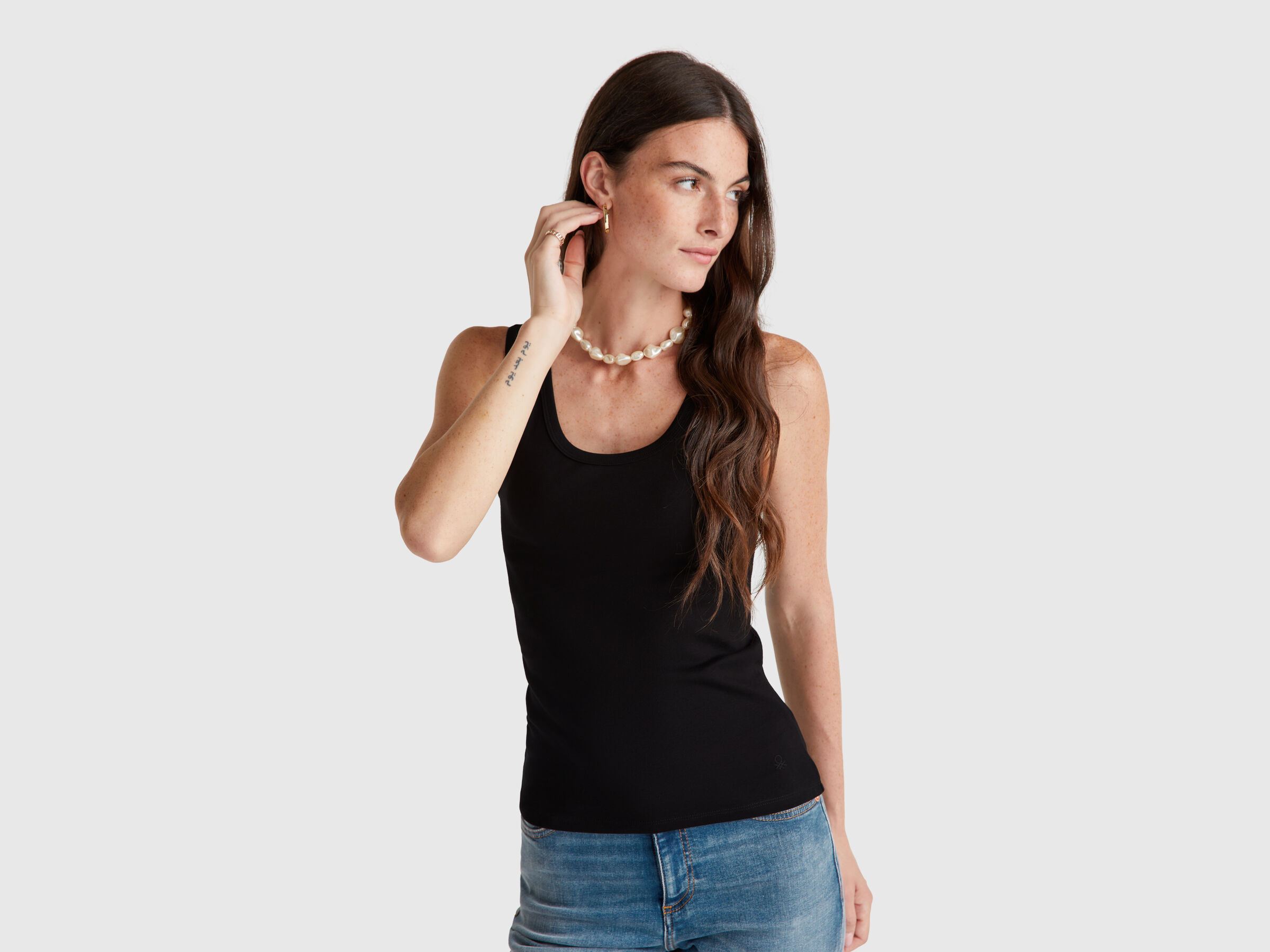 Débardeur noir en pur coton Débardeur noir en pur coton