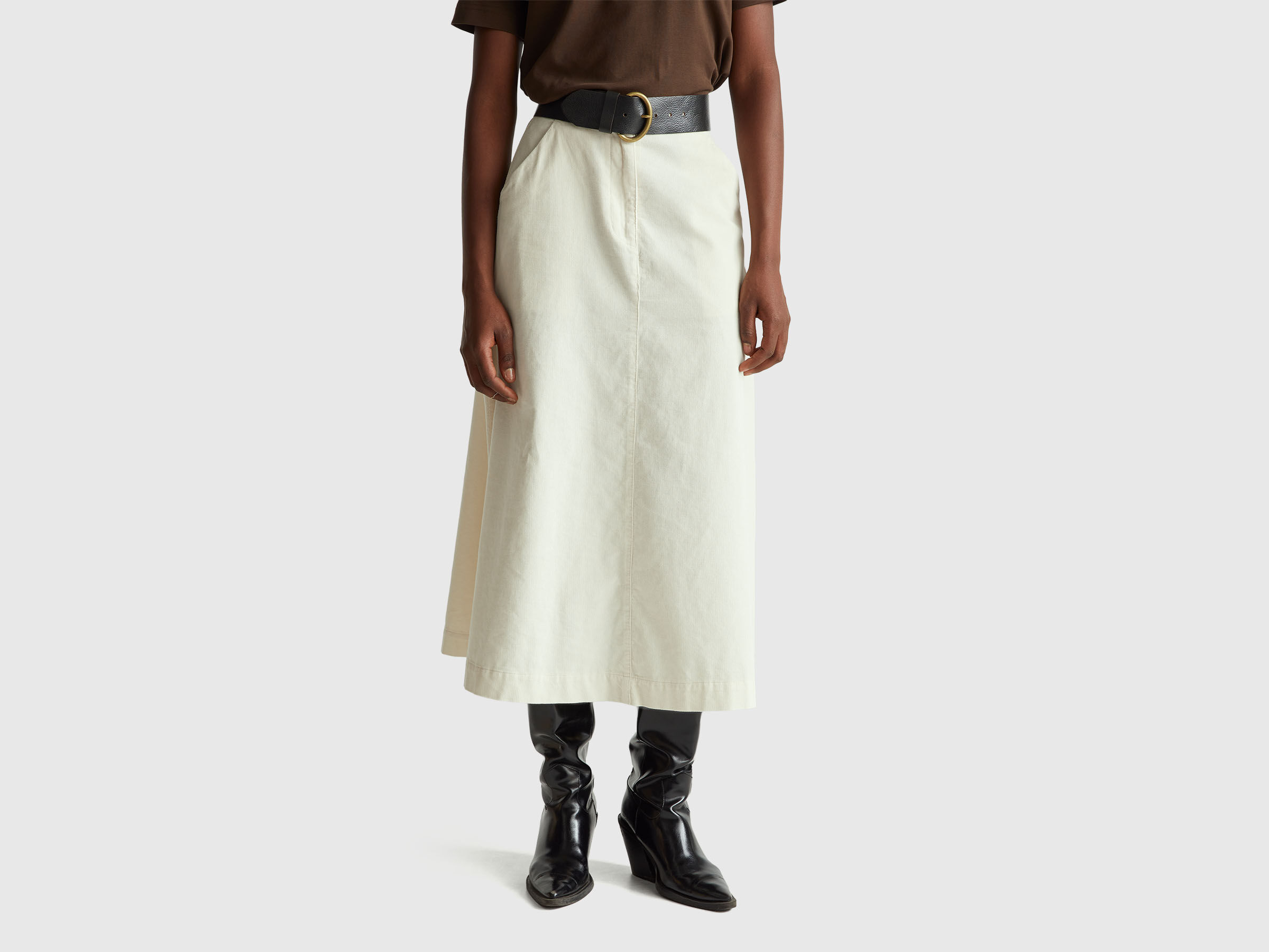 Jupe midi en velours Jupe midi en velours