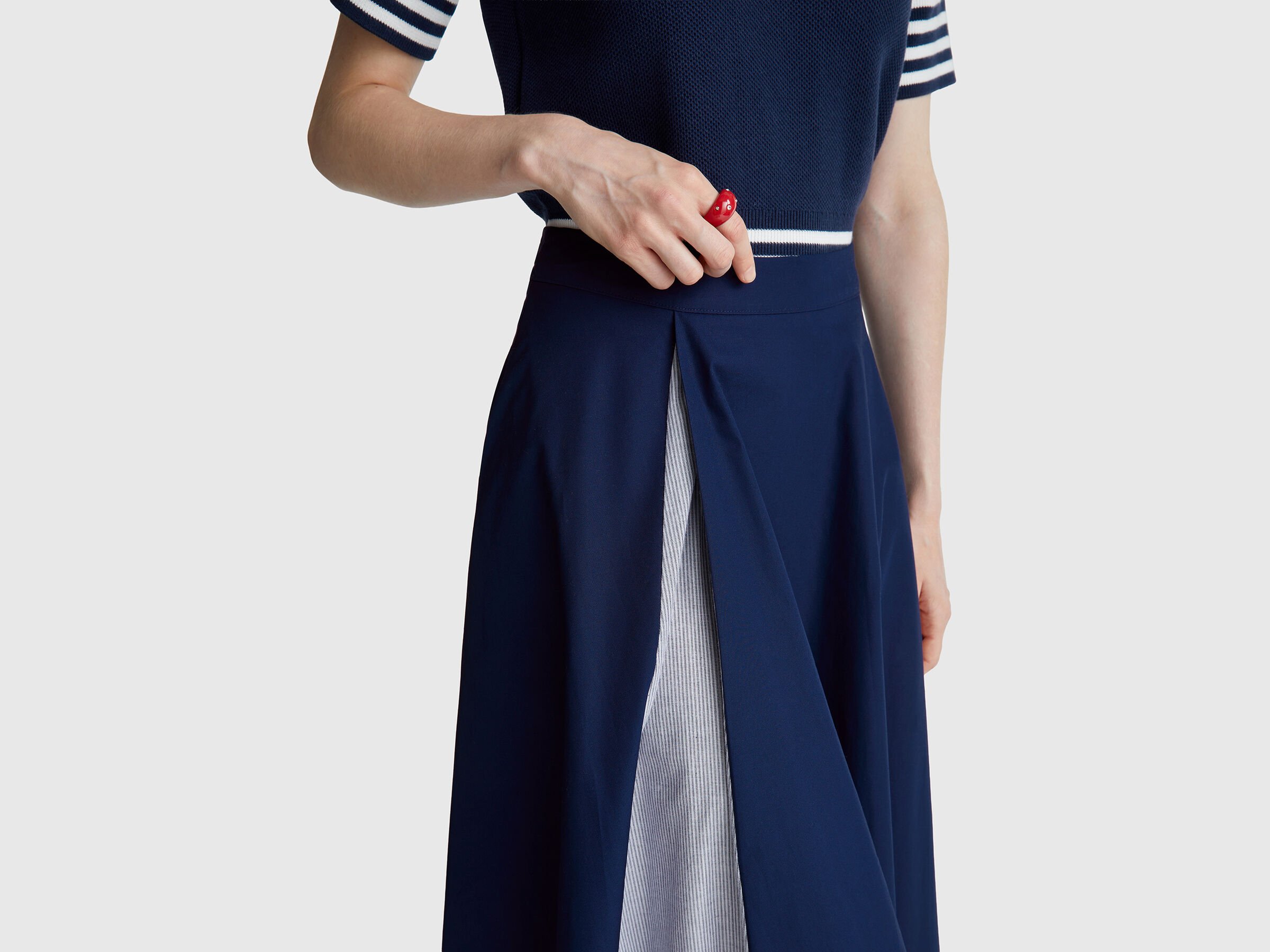 Jupe midi avec empiècement rayé – Image 4