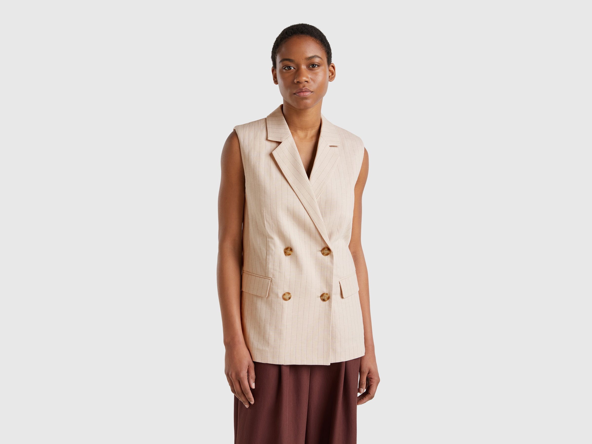 Gilet long à fines rayures Gilet long à fines rayures