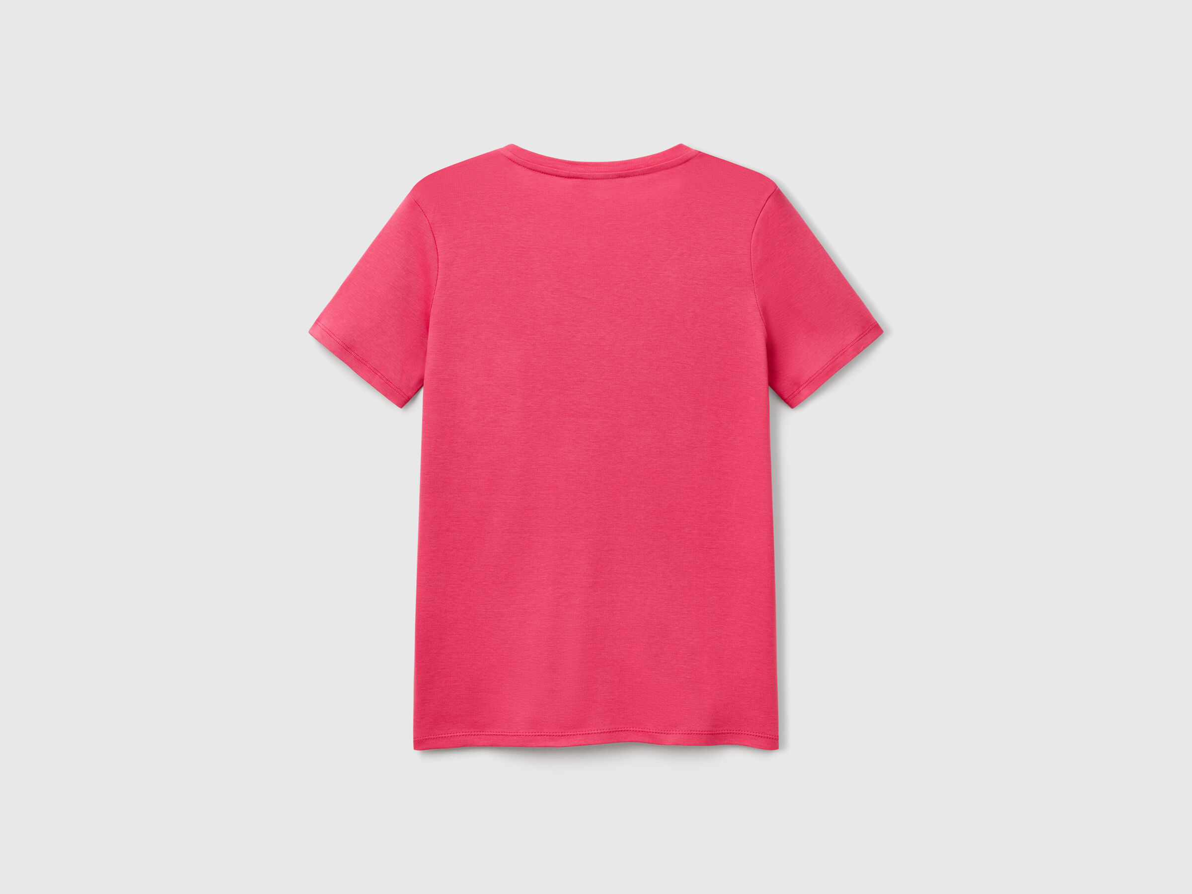 T-shirt magenta en pur coton à col en V – Image 4