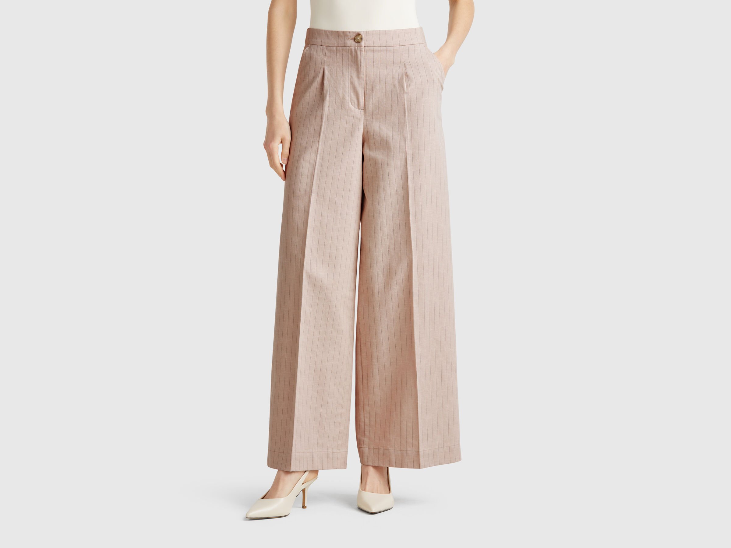 Pantalon palazzo à fines rayures Pantalon palazzo à fines rayures