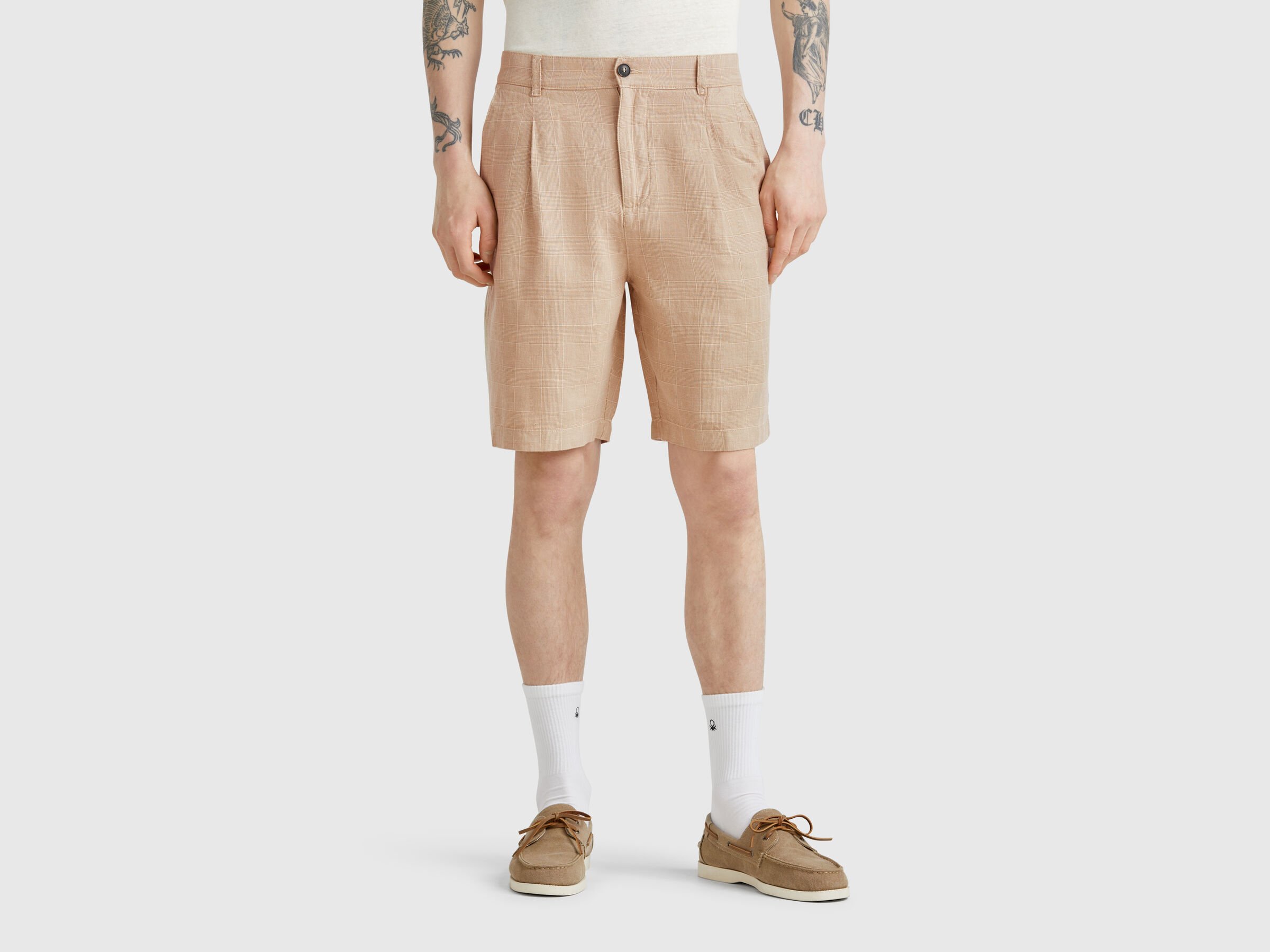 Short rayé en lin mélangé Short rayé en lin mélangé