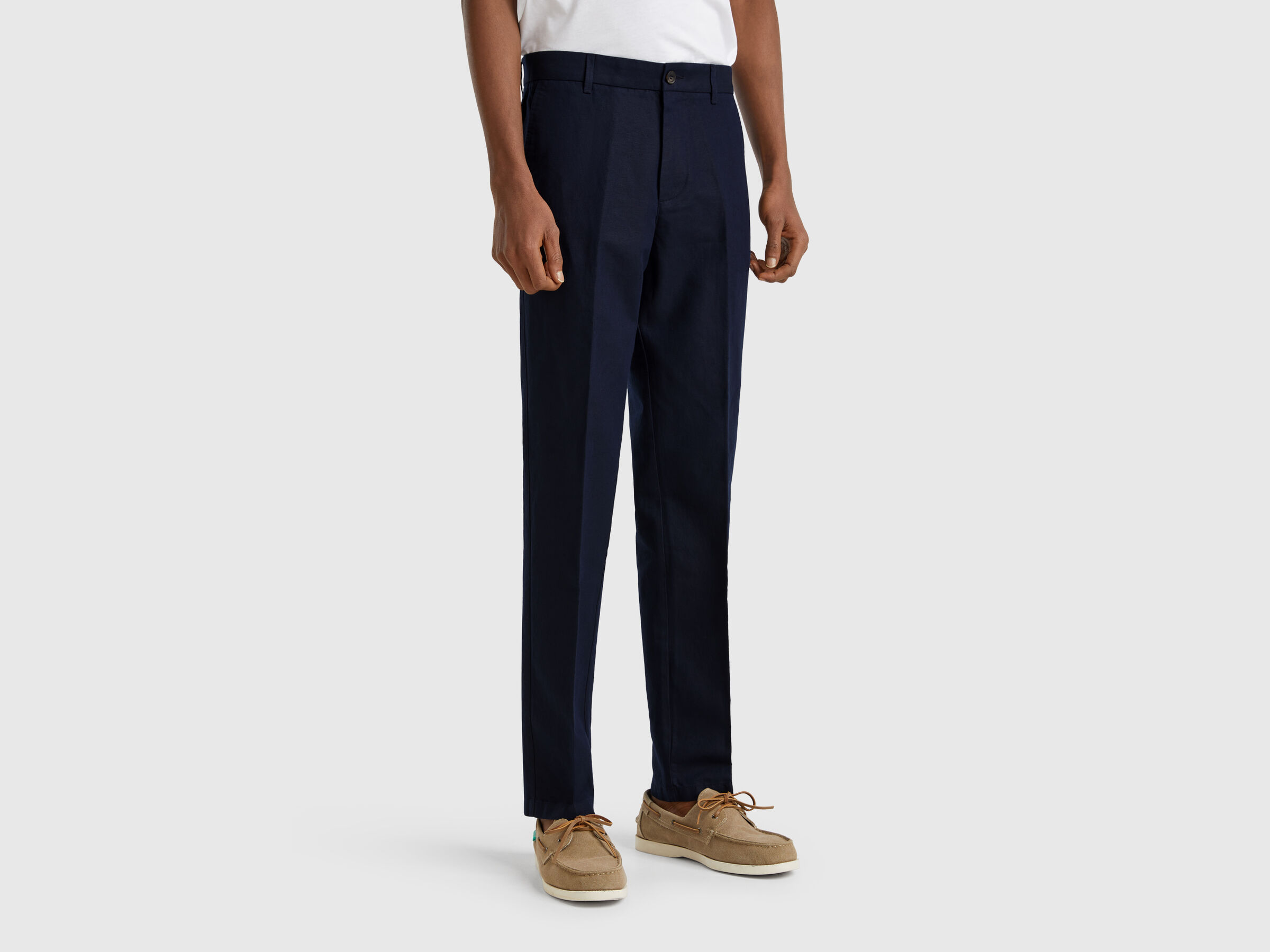Chino coupe slim en lin mélangé Chino coupe slim en lin mélangé