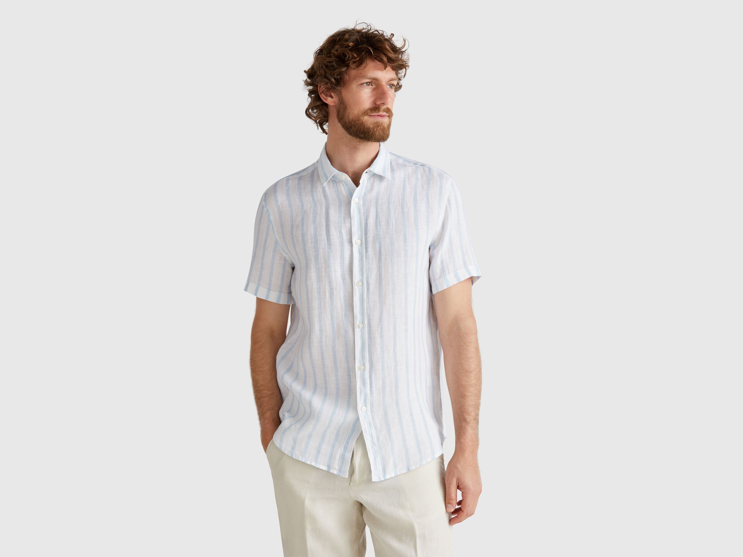 Chemise à manches courtes en pur lin Chemise à manches courtes en pur lin