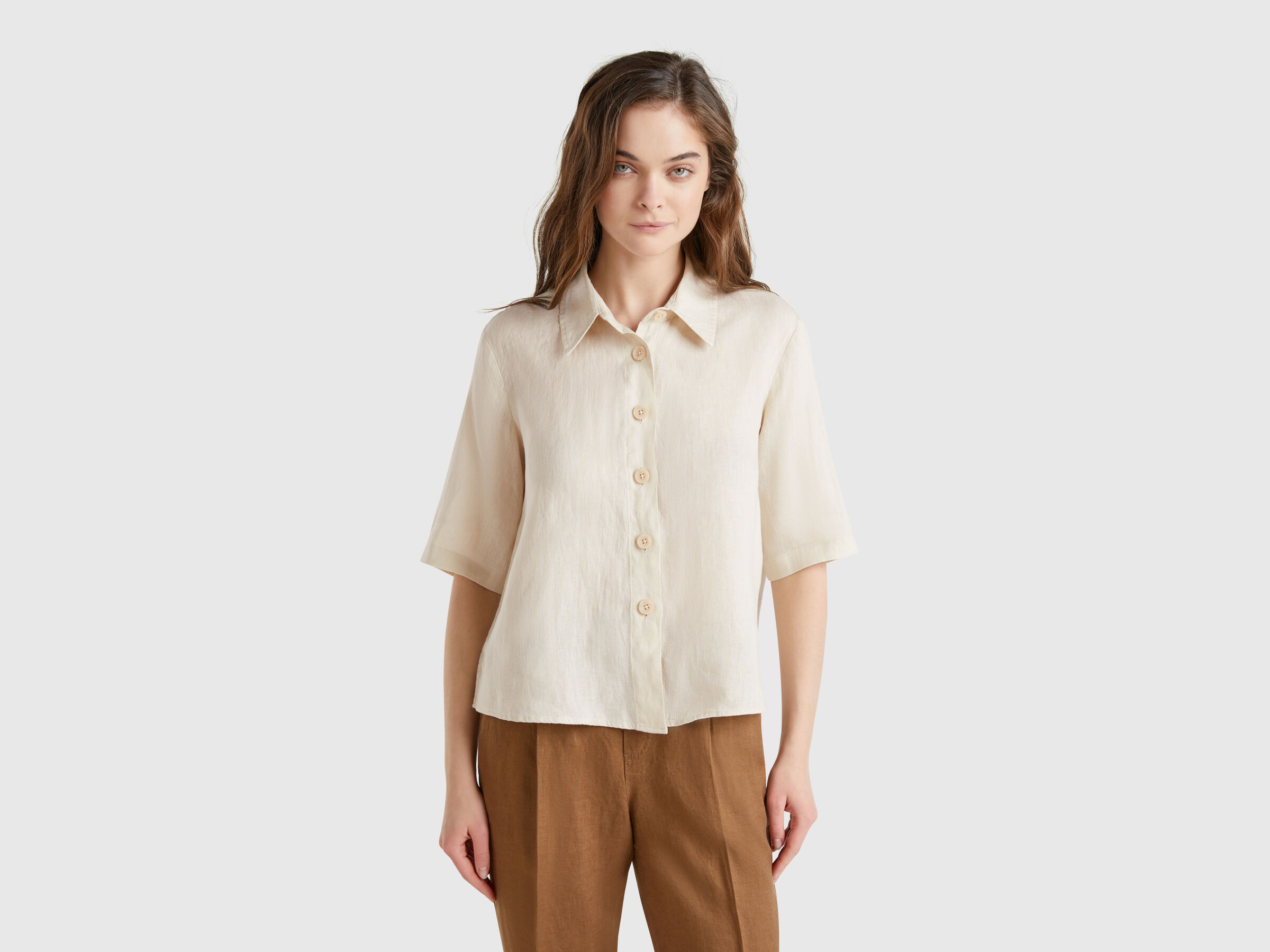 Chemise courte en pur lin Chemise courte en pur lin