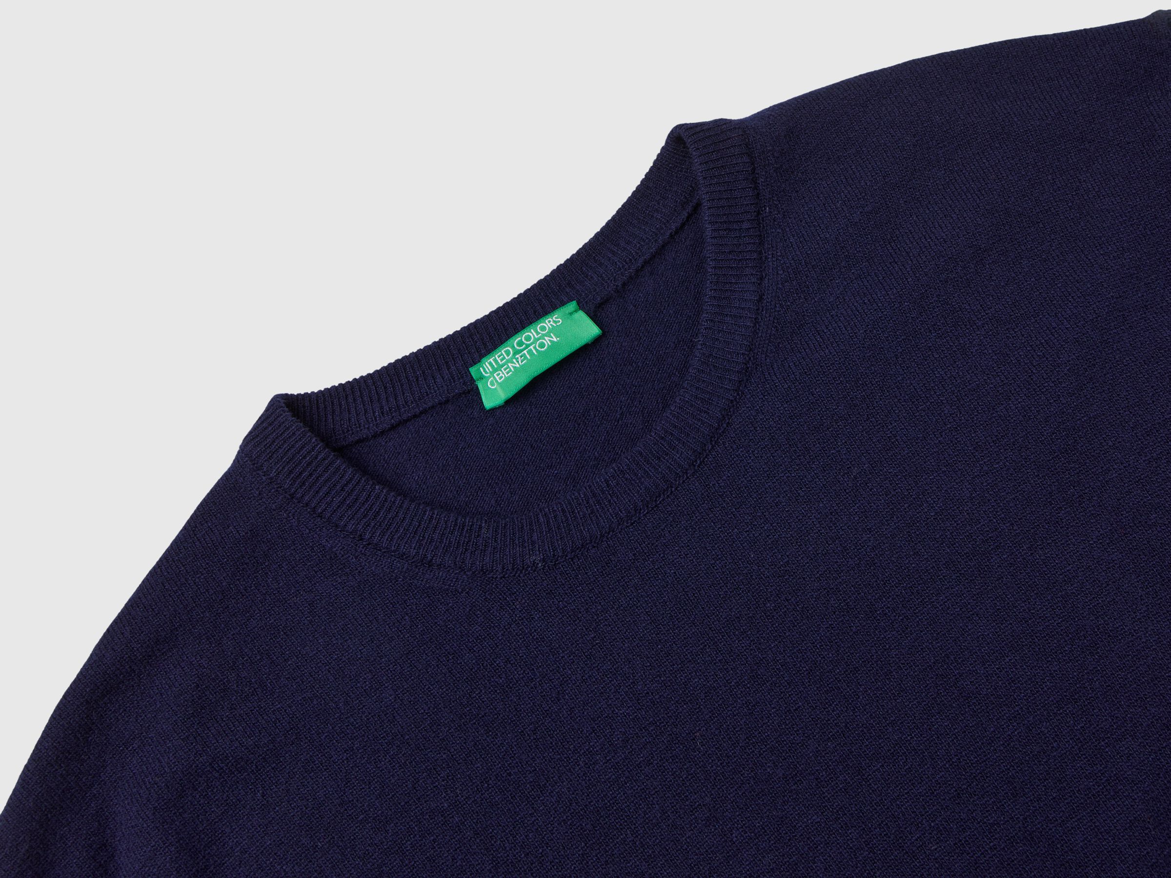 Pull bleu foncé col rond en pure laine Mérinos – Image 7