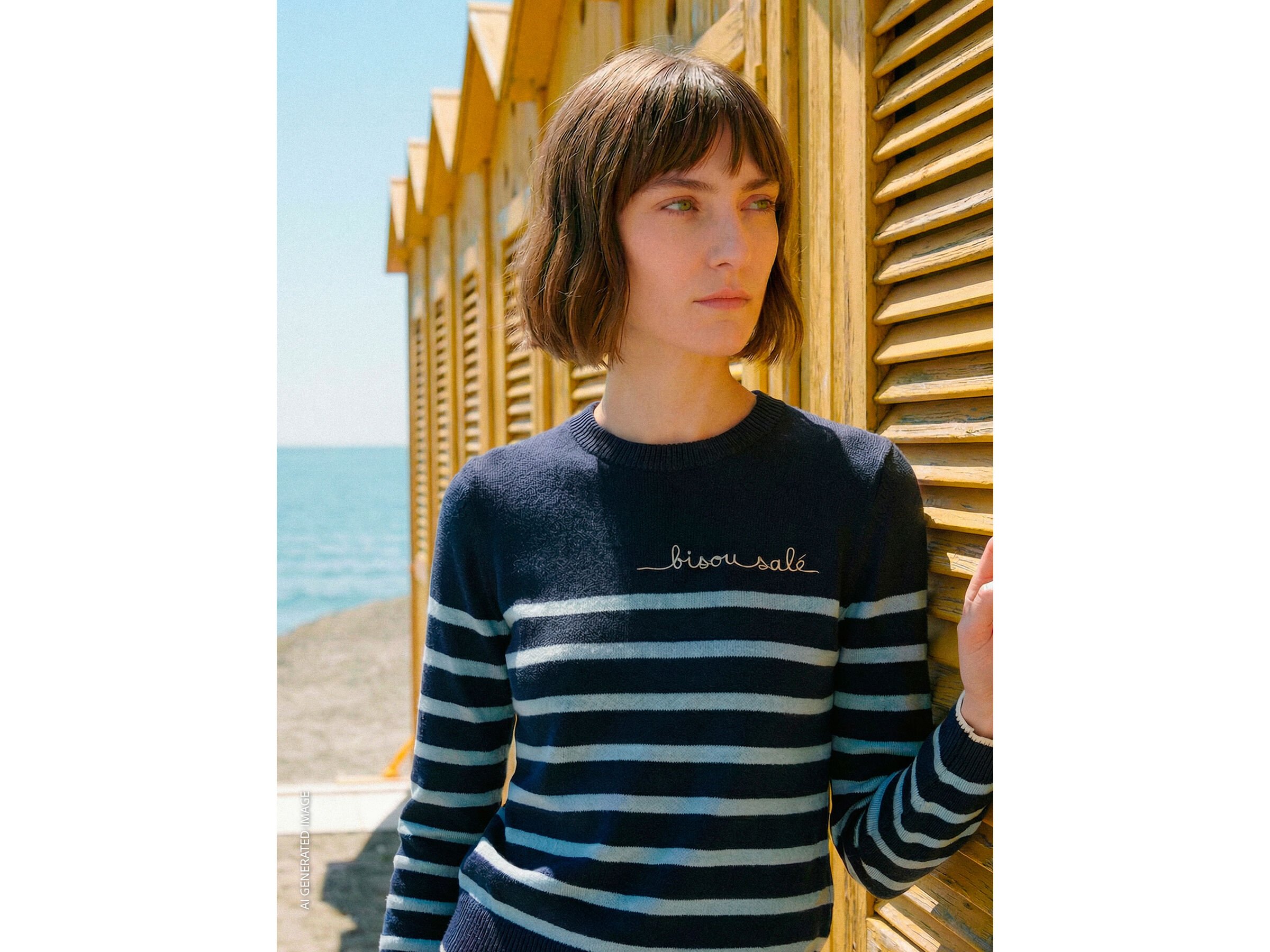 Pull rayé avec inscription brodée – Image 2