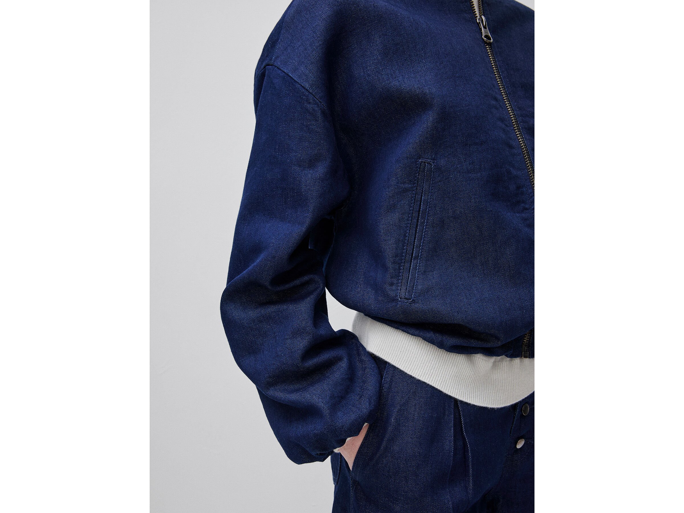 Blouson aviateur en denim avec lurex – Image 4