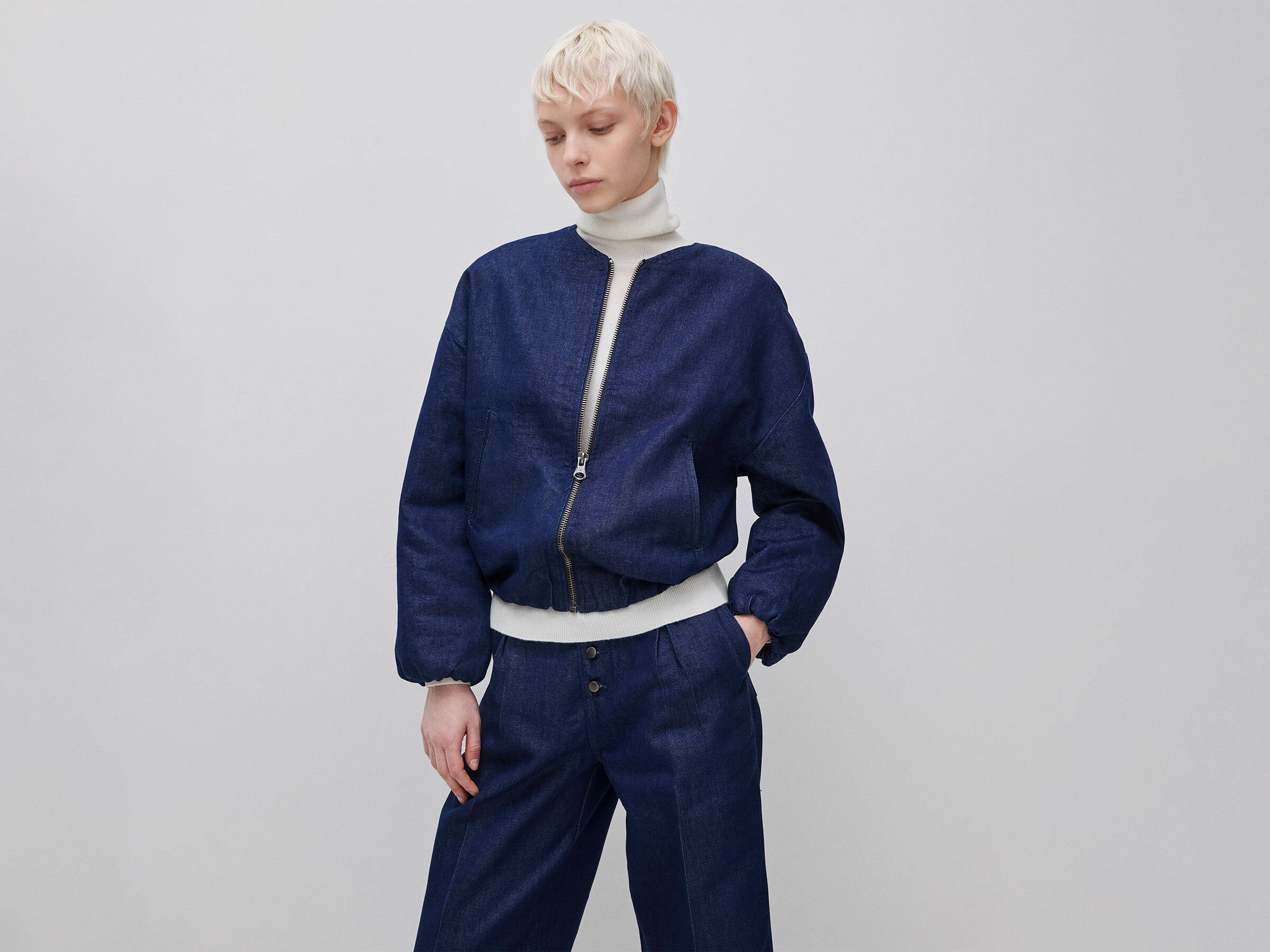 Blouson aviateur en denim avec lurex Blouson aviateur en denim avec lurex