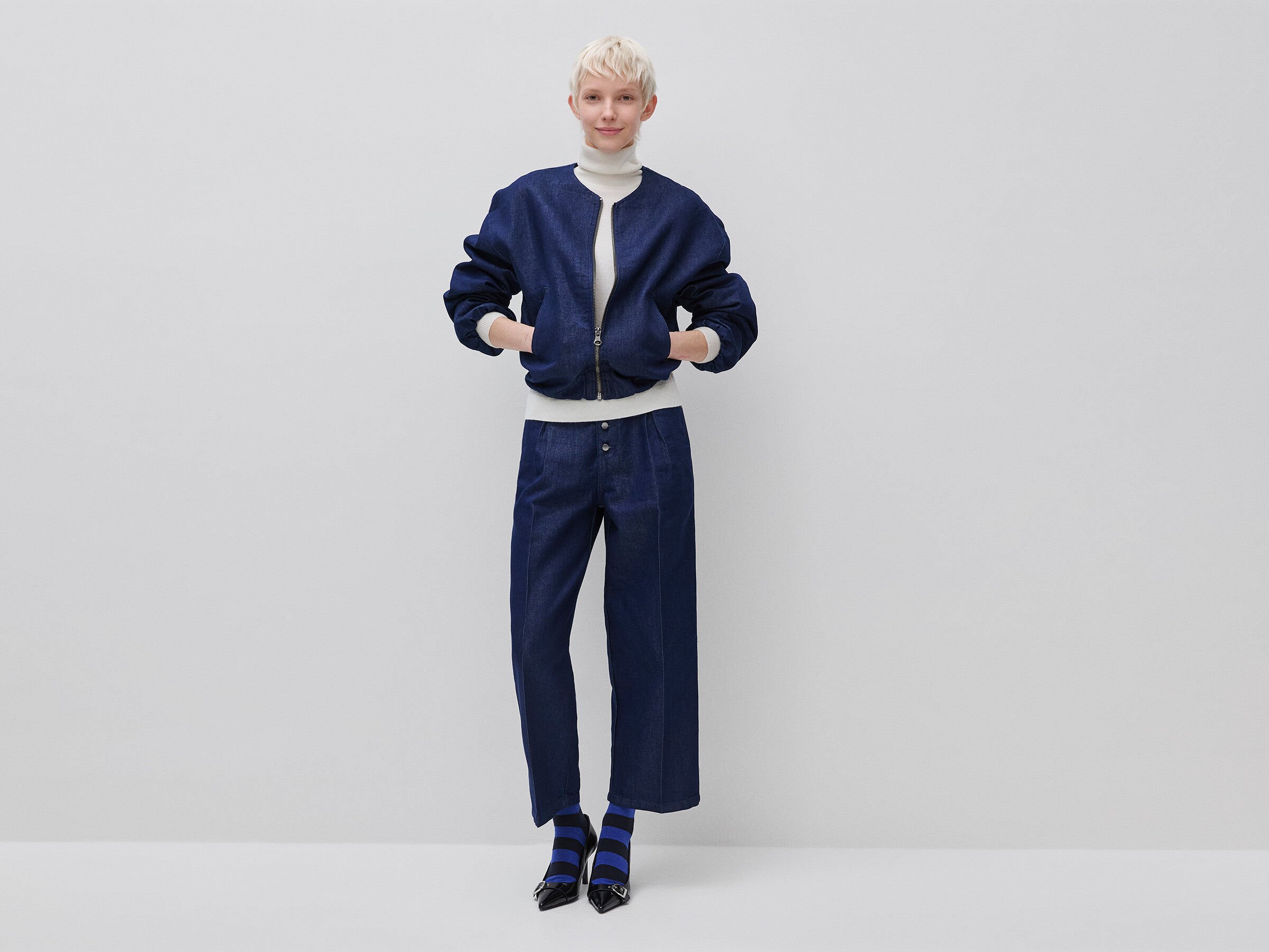 Blouson aviateur en denim avec lurex – Image 3