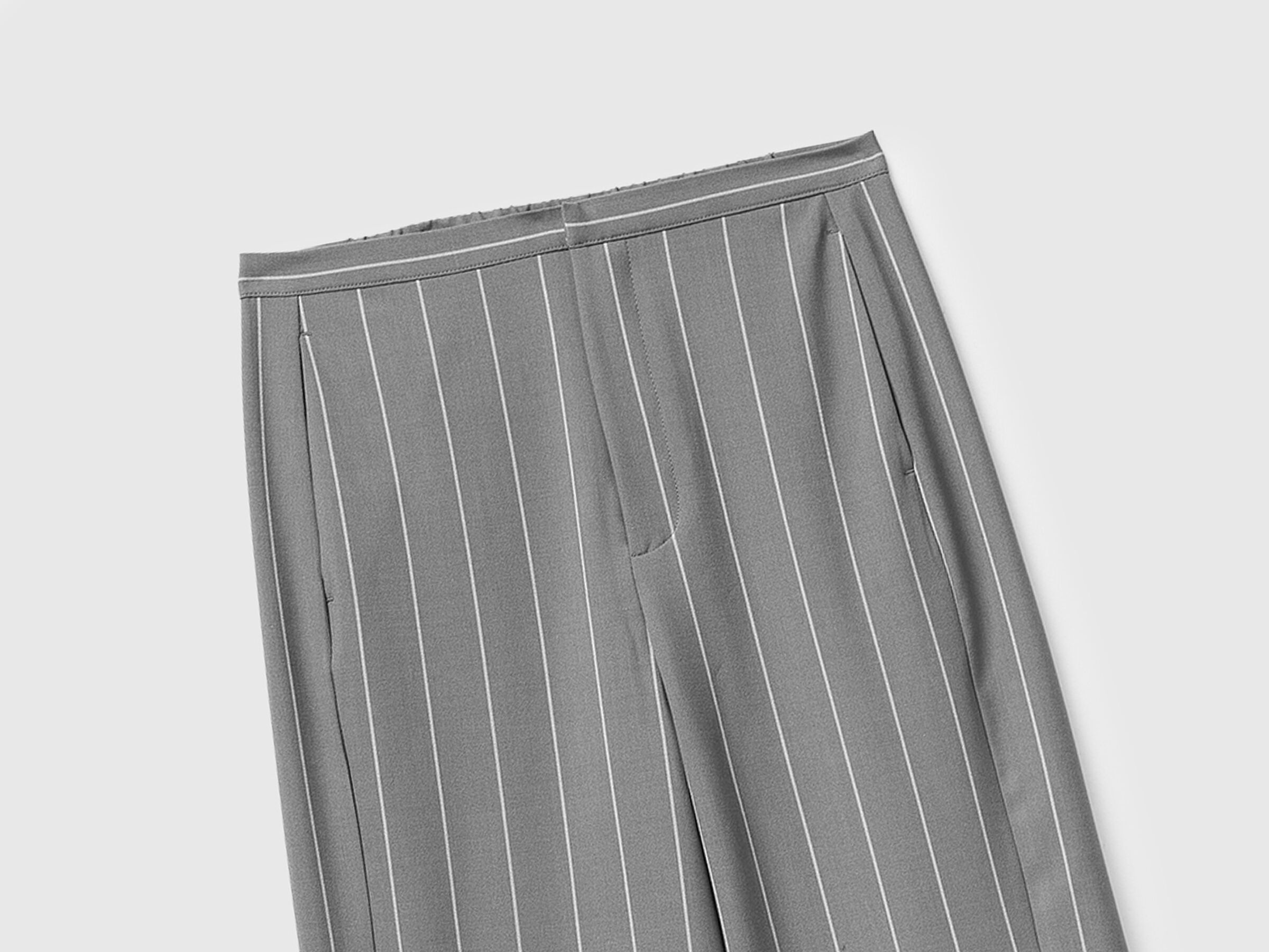 Pantalon à rayures fines à jambes larges – Image 3
