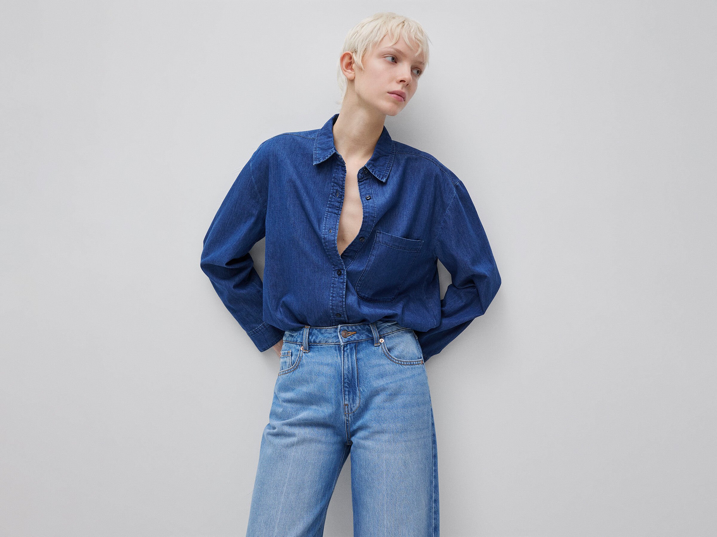 Chemise courte en chambray Chemise courte en chambray