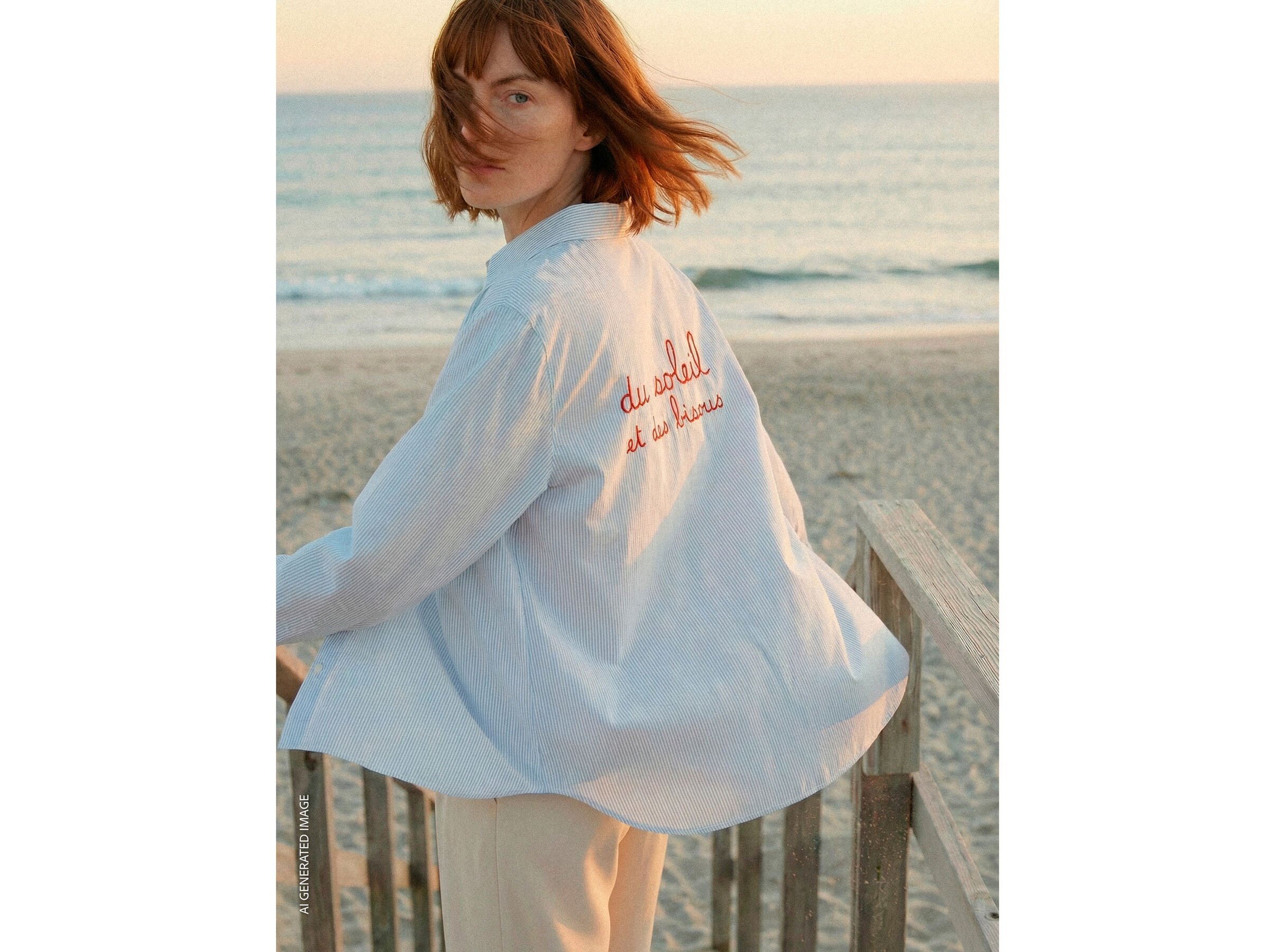 Chemise à rayures avec broderie dans le dos – Image 2